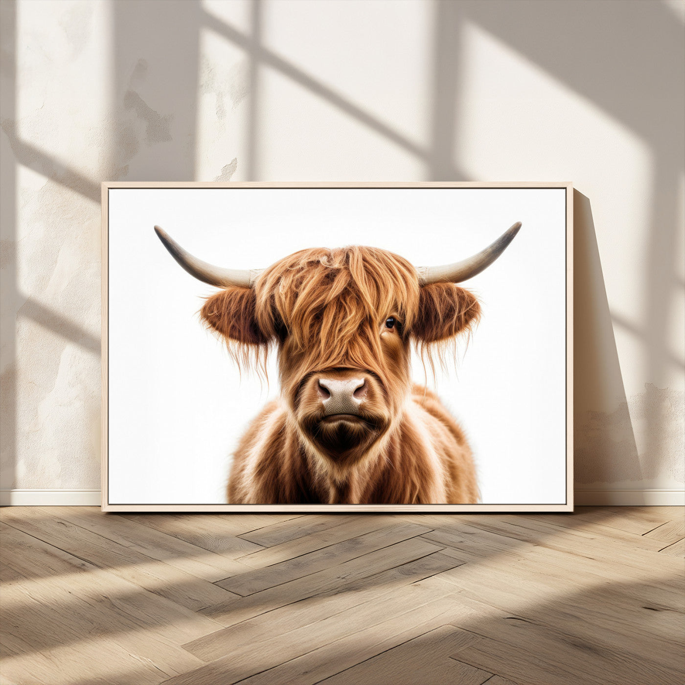 637908607-MGV-FC-93X47-3P_Black-Highland Cow Wall Art Print – Rustic Farmhouse Animal Portrait, Scottish Highland Cattle Canvas, Modern Country Wall Decor for