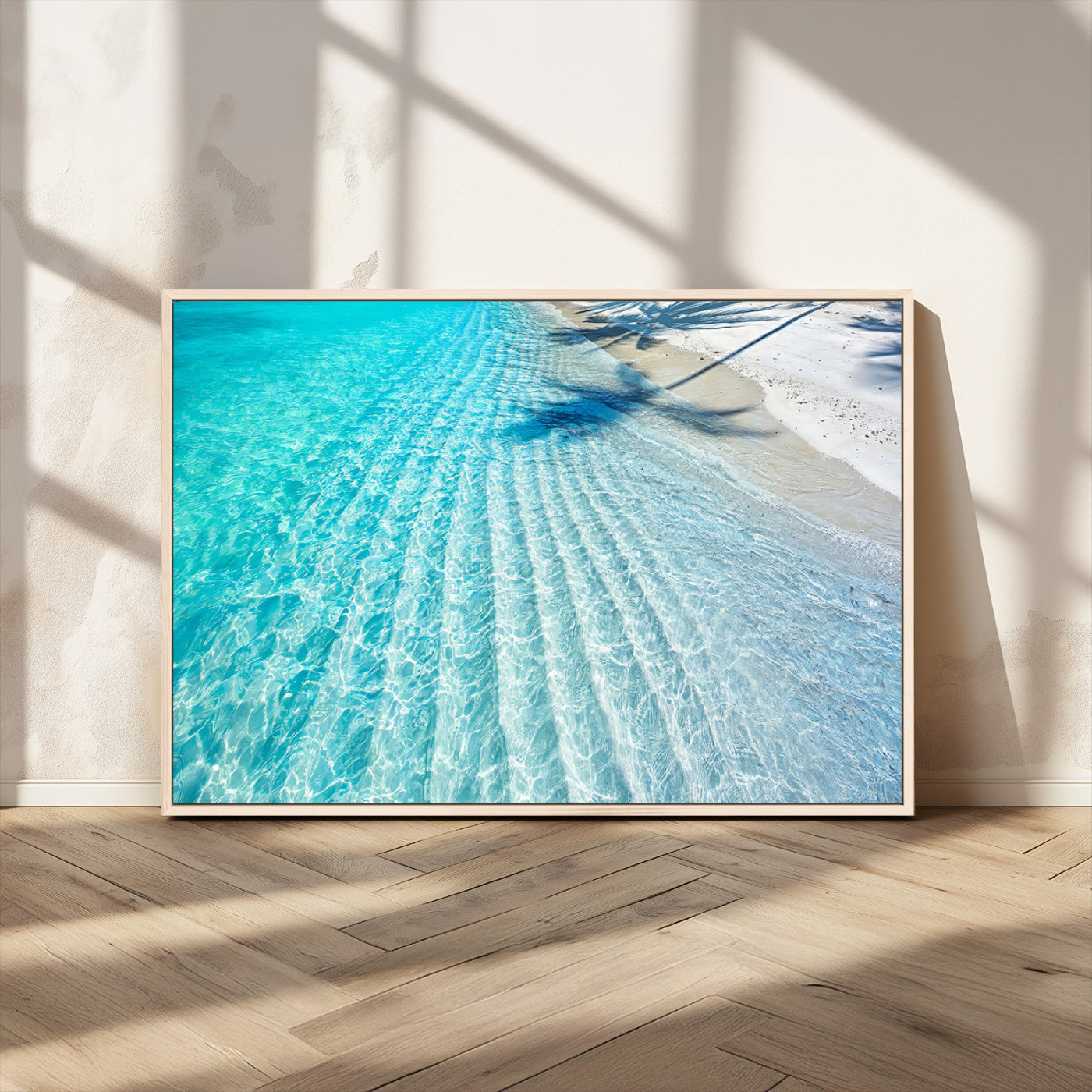 68127042-MGV-CV-36X24-Beach Wall Art – Tropical Ocean Canvas Print, Clear Water and White Sand Photography Decor for Bedroom, Living Room, Office,
