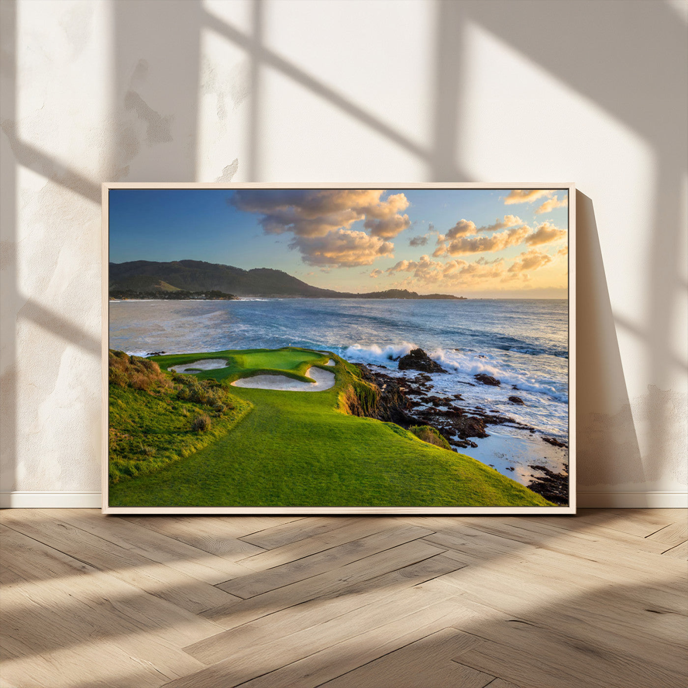 67486665-MGV-CV-36X24-Golf Course Wall Art – Pebble Beach Oceanfront Canvas Print, Coastal Fairway Photography Sports Decor for Living Room, Office, Man