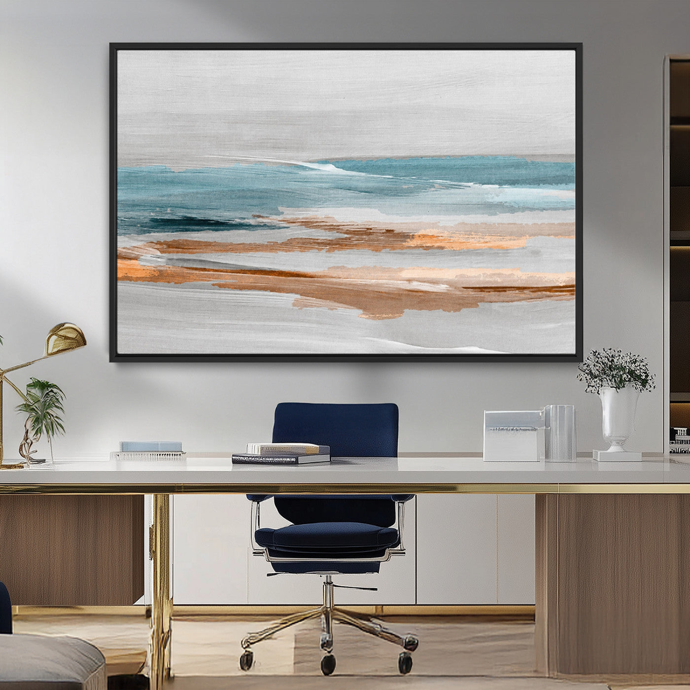 23430-MGV-CV-36X24-Abstract Coastal Wall Art – Modern Ocean Horizon Canvas Print, Minimalist Beach Scene Painting for Bedroom, Living Room, Office or