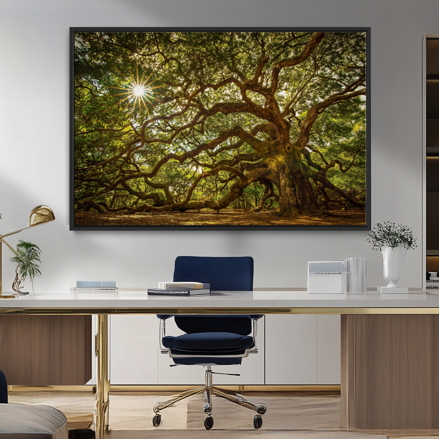 57983-MGV-CV-36X24-Angel Oak Tree Wall Art Canvas Print, Framed Oak Tree Art Picture Print, Angel Oak Perfect Rustic Nature Decor Artwork