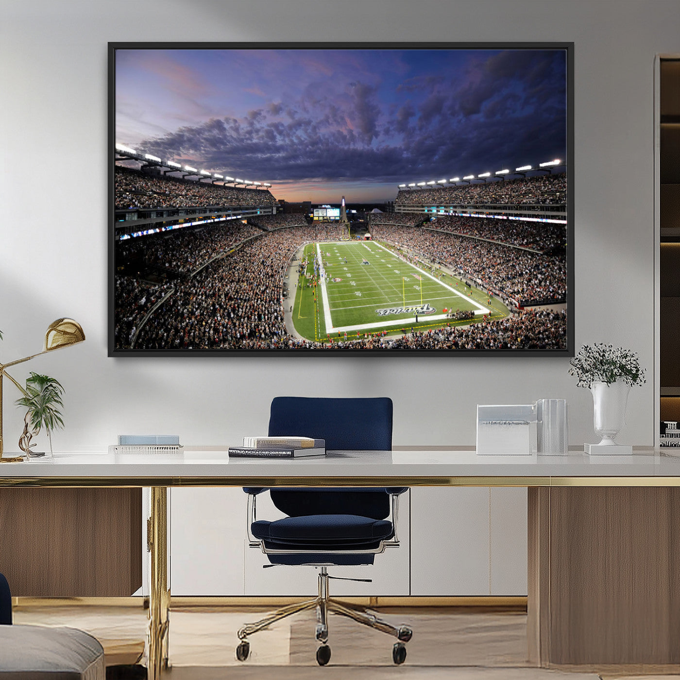 52712-MGV-CV-36X24-Gillette Stadium Field Wall Art Canvas Print, Framed Massachusetts Stadium Art Picture Print, Gillette Stadium Perfect Sport Room