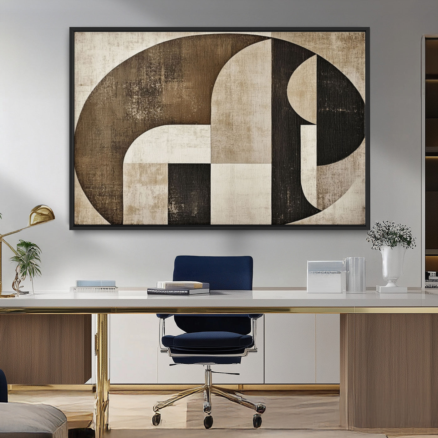44796-MGV-FC-36X24_Black-Wabi Sabi Wall Art Canvas Print, Framed Geometric Minimalist Art Picture Print, Modern Abstract Perfect Modern Abstract Decor