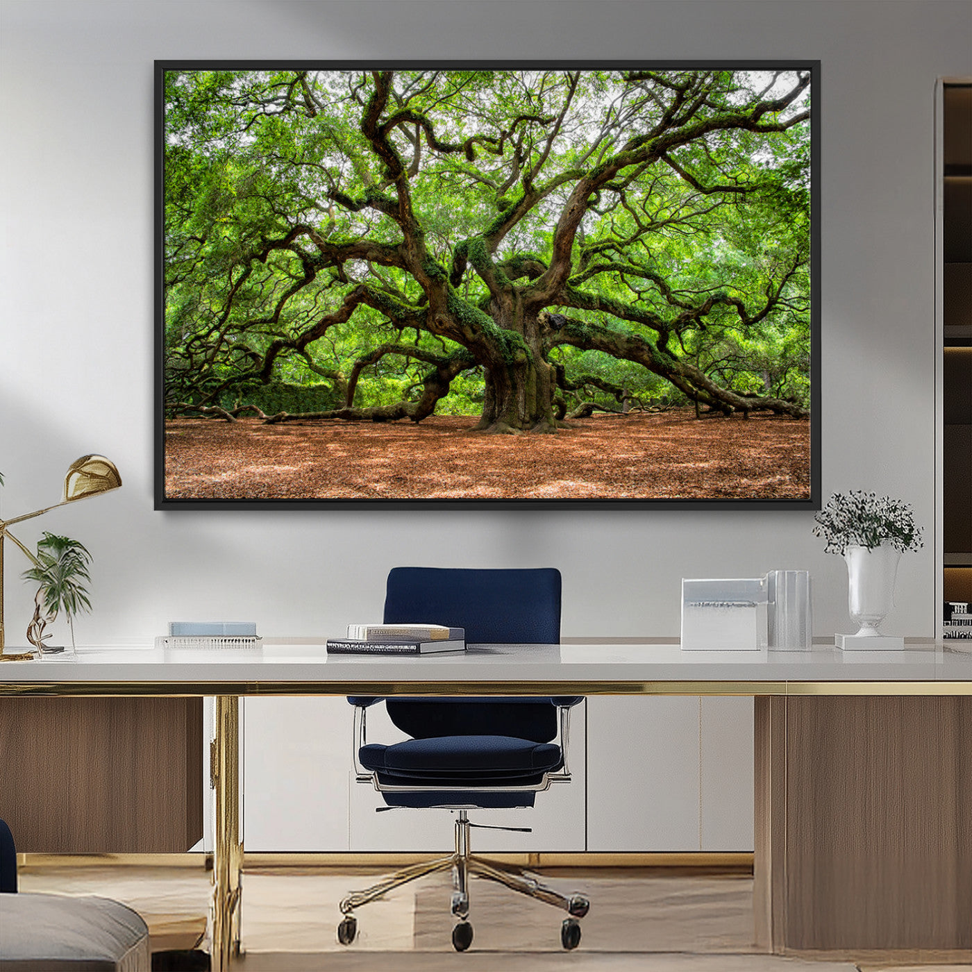 51255351-MGV-FC-36X24_Black-Ancient Tree Wall Art – Majestic Oak Canvas Print, Large Nature Photography, Sacred Forest Landscape Wall Décor, Wisdom Tree