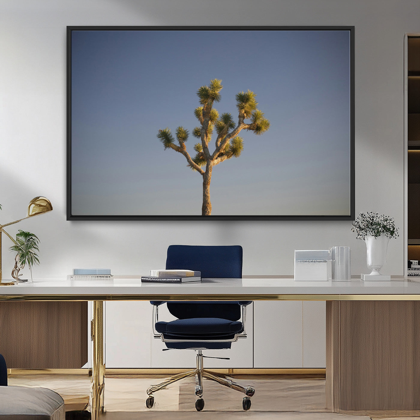 54552043-MGV-FC-36X24_Black-Joshua Tree Art Wall Art Canvas Print, Framed Desert Landscape Art Picture Print, Southwestern Nature Perfect Southwestern Boho