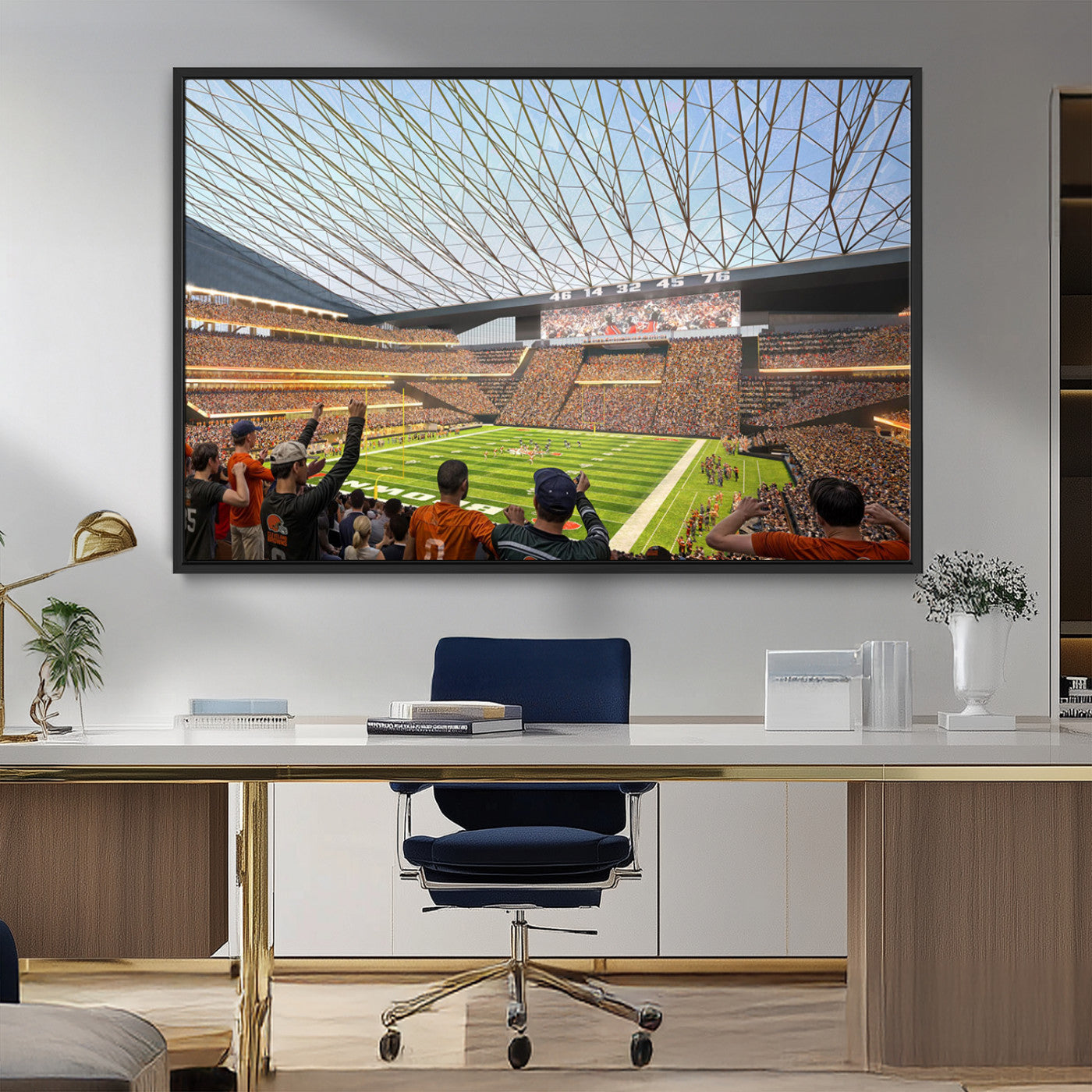 81960112-MGV-CV-36X24-Futuristic Football Stadium Wall Art – Modern Dome Arena Canvas Print, Chicago Bears Concept Design Sports Decor for Man Cave or