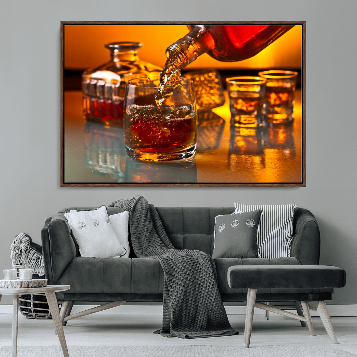 18250-MGV-CV-36X24-Whiskey Pour Wall Art – Captivating Whiskey Splash Canvas Print, Elegant Bar or Home Lounge Decor for Office, Man Cave or Living