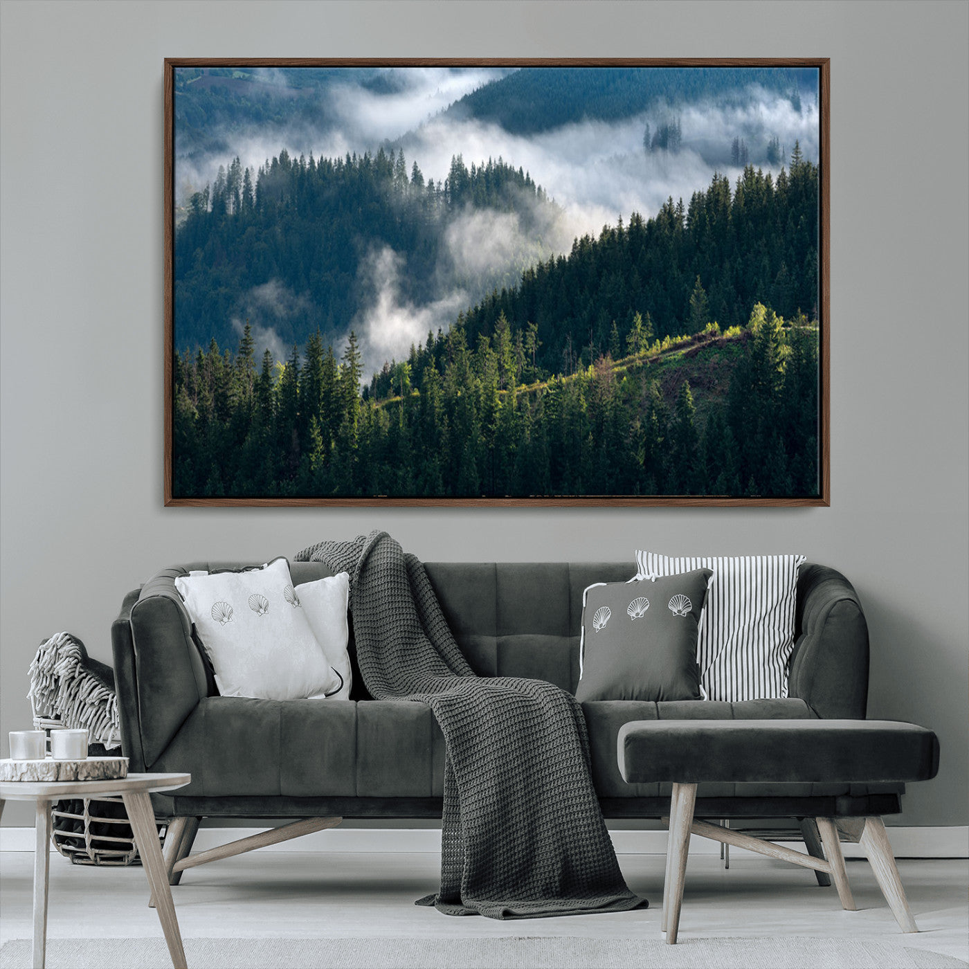 55972-MGV-CV-36X24-Whispering Pines Wall Art – Panoramic Misty Forest Canvas Print, Serene Nature Decor for Home, Office or Cabin Retreat