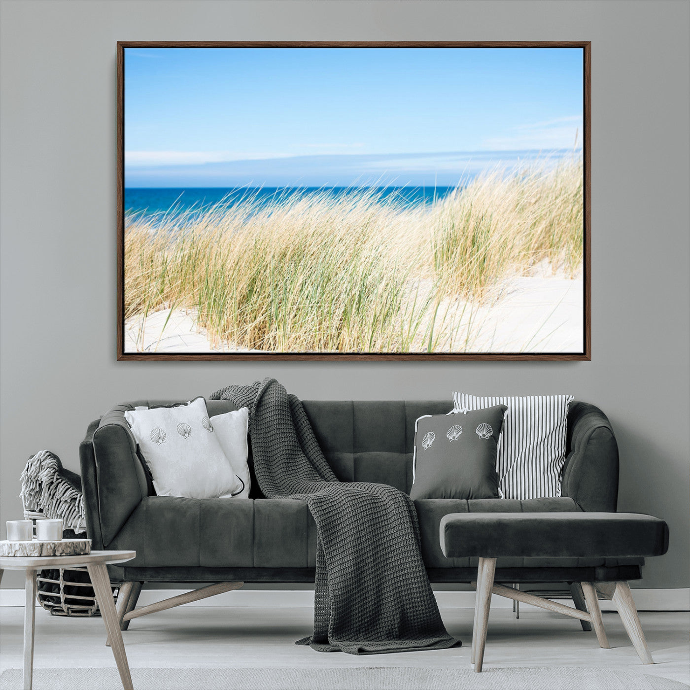 96913-MGV-CV-36X24-Coastal Dunes Wall Art – Serene Beach Grass and Blue Ocean Canvas Print, Relaxing Seaside Nature Decor for Living Room, Bedroom or