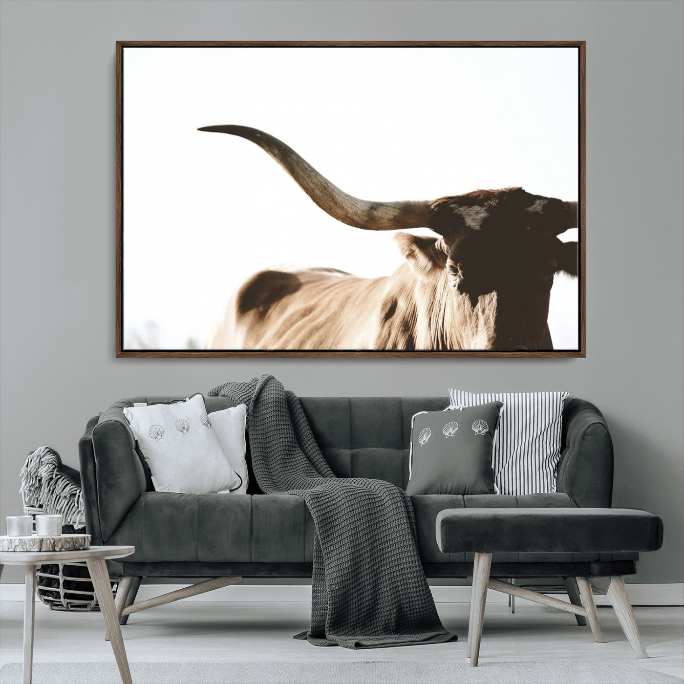 35866-MGV-CV-36X24-Texas Longhorn Wall Art – Rustic Western Bull Canvas Print, Farmhouse Animal Photography Decor for Living Room, Office, or Ranch