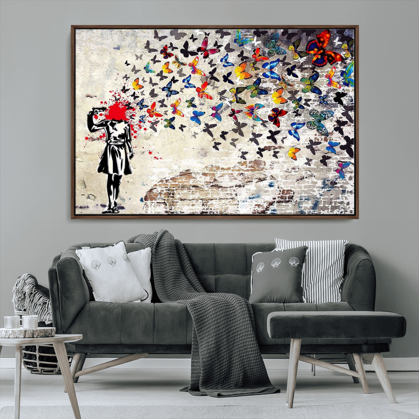 88654-MGV-CV-36X24-Butterfly Explosion Graffiti Wall Art – Street Art Canvas Print, Colorful Butterfly Spray Mural, Modern Abstract Urban Wall Decor