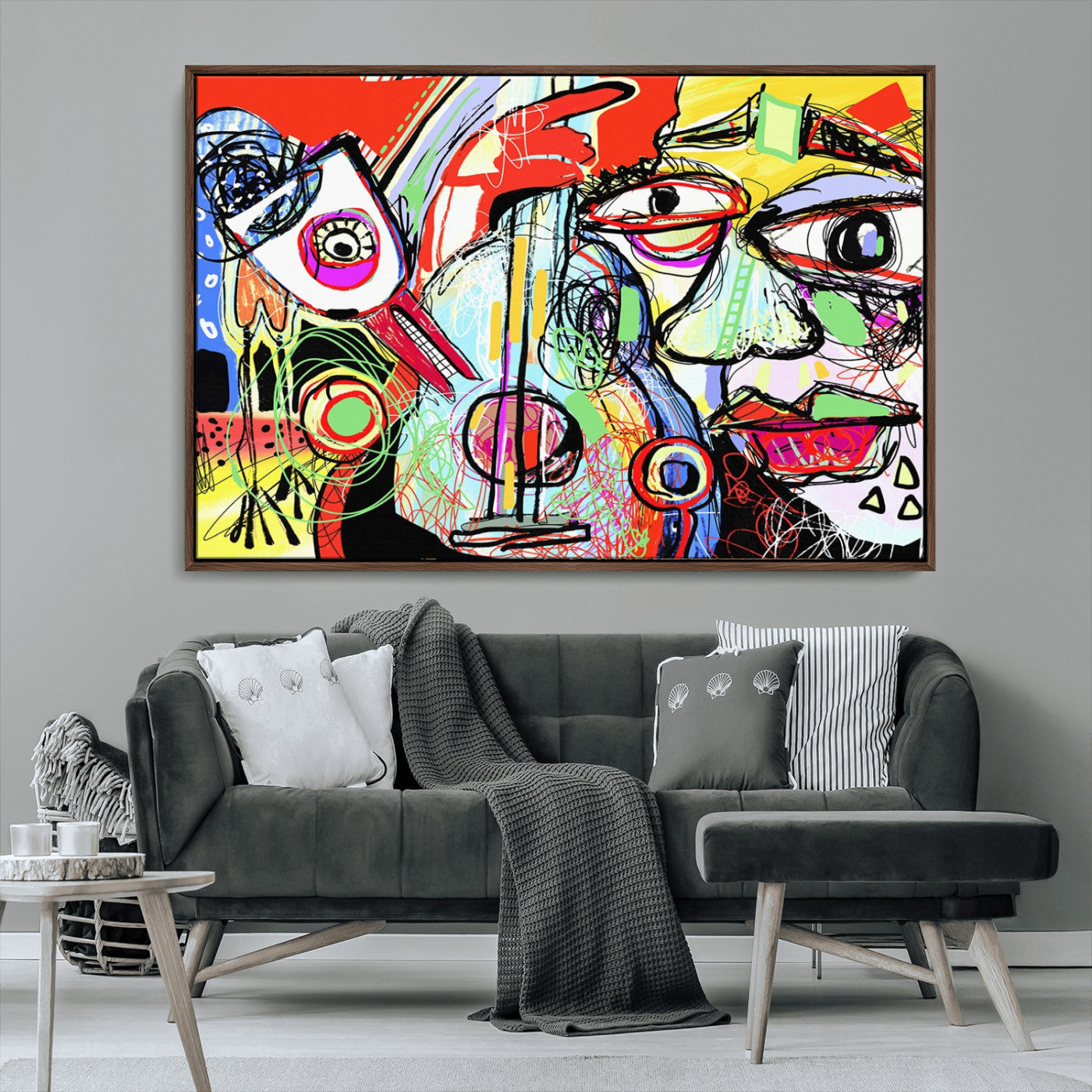 37796-MGV-CV-36X24-Picasso Style Wall Art Canvas Print, Framed Picasso Art Picture Print, Picasso Cubism Perfect Modern Abstract Decor Artwork