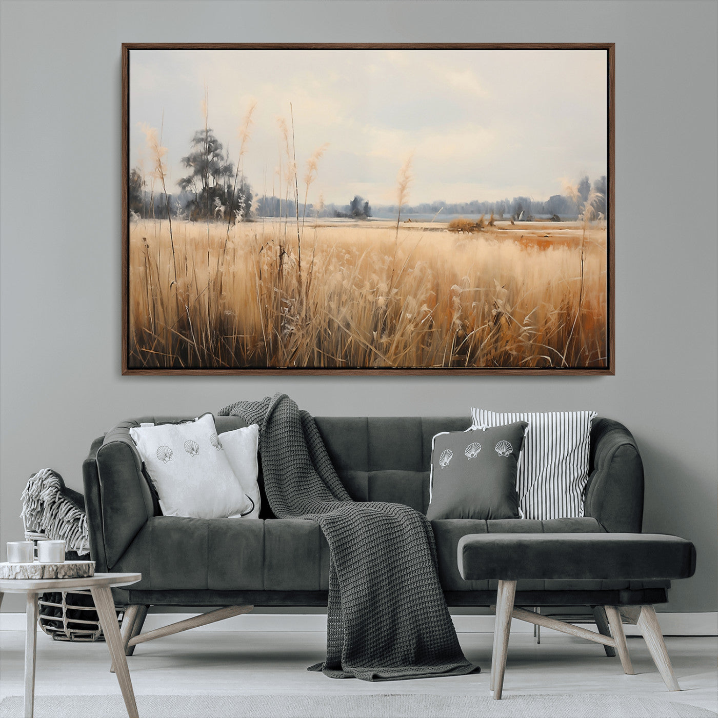 38193-MGV-CV-36X24-Golden Meadow Wall Art – Serene Grassland Landscape Canvas Print, Rustic Nature Decor for Bedroom, Living Room or Farmhouse