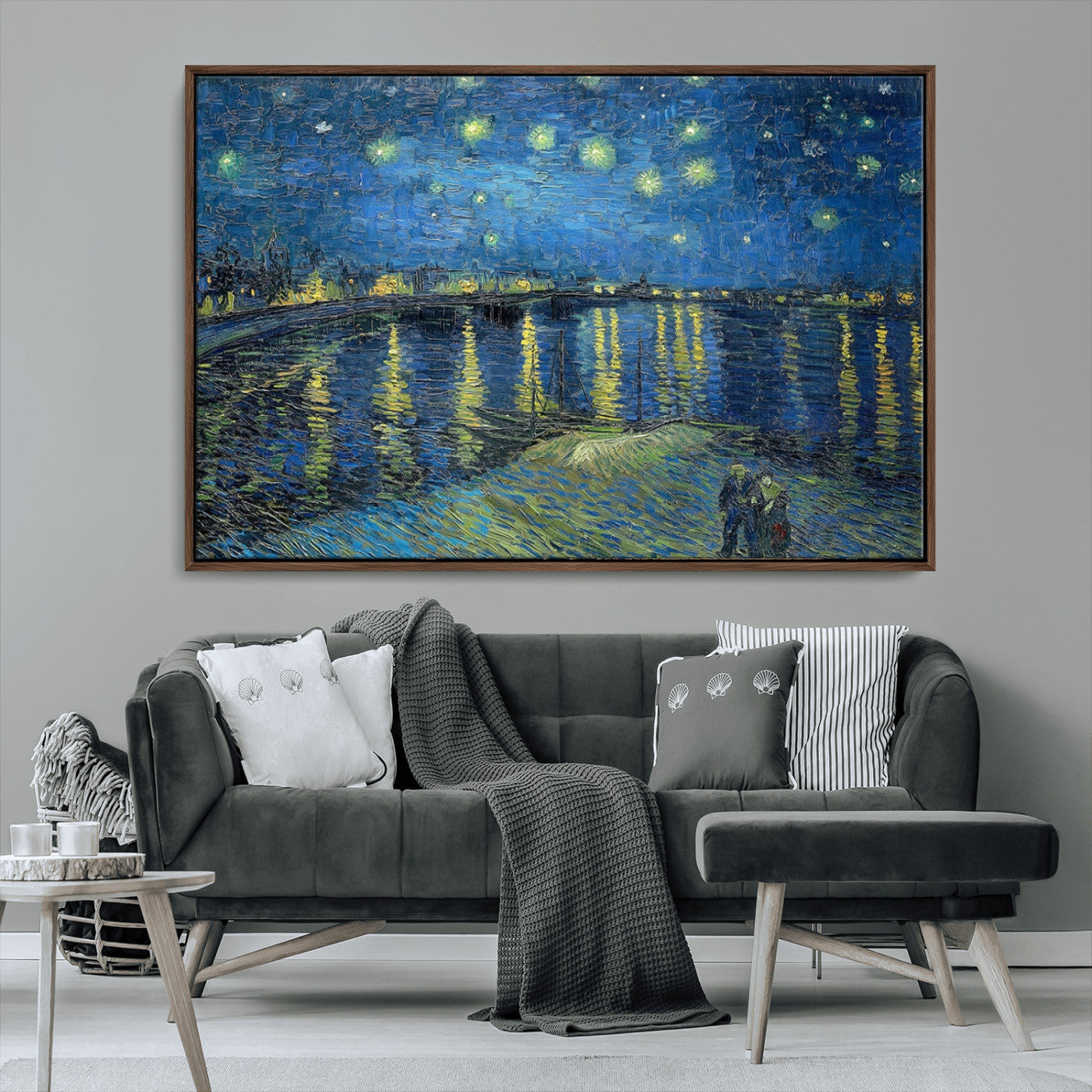 94605-MGV-CV-36X24-Starry Night Over the Rhone Wall Art – Vincent van Gogh Canvas Print, Famous Impressionist Painting for Living Room, Office