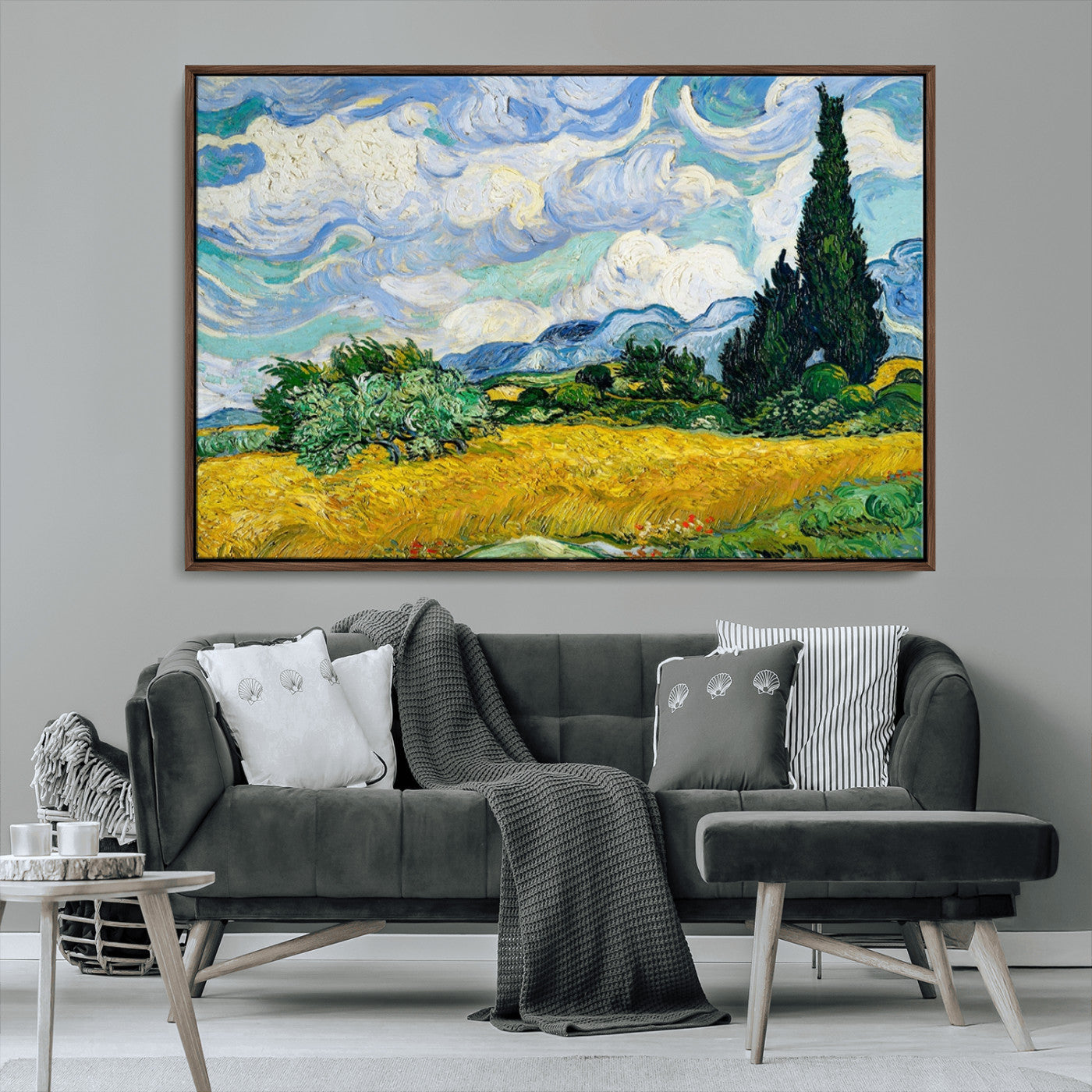 97252-MGV-CV-36X24-Wheat Field with Cypress – Van Gogh Wall Art, Impressionist Landscape Canvas Print, Rustic Home Decor for Living Room or Office