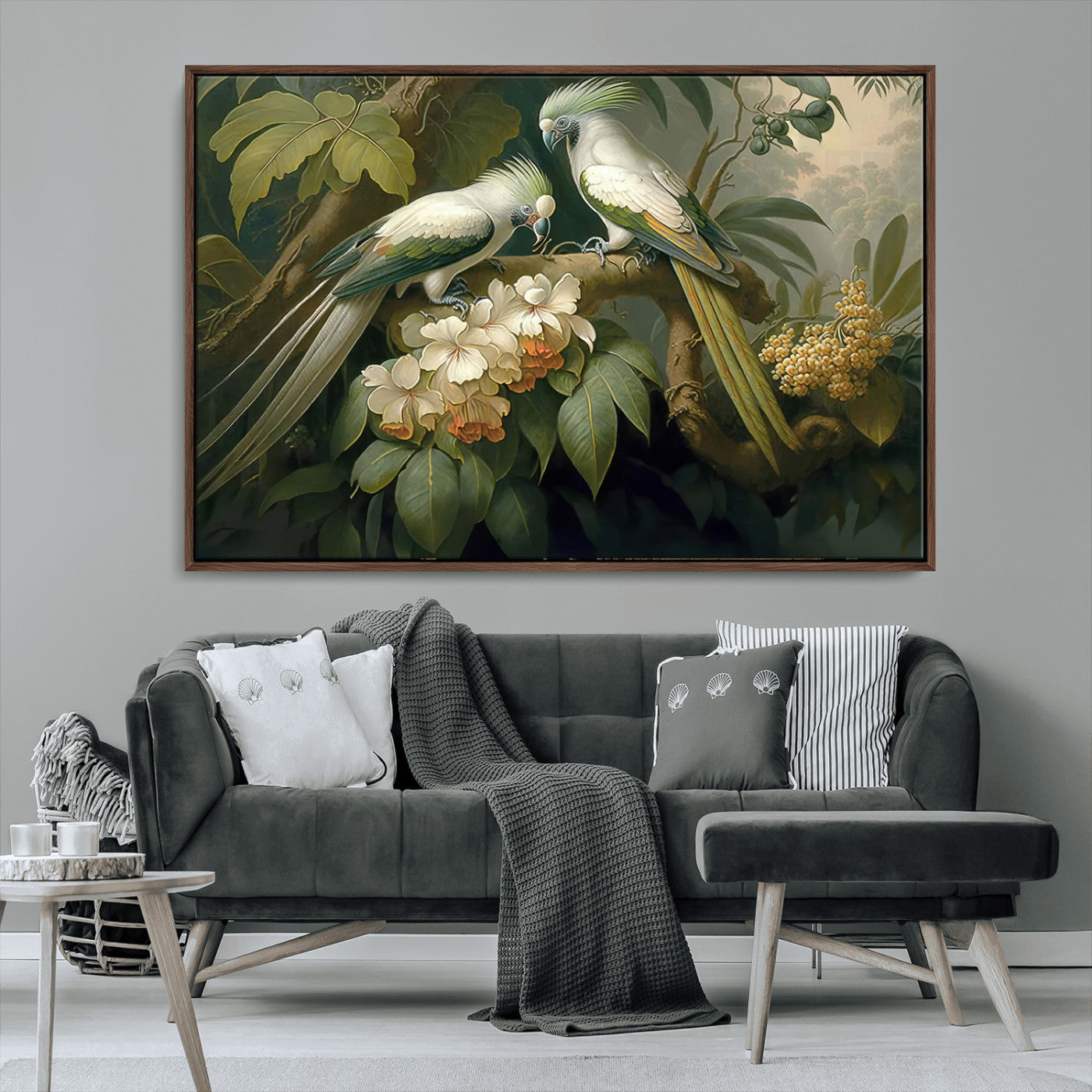 84047-MGV-CV-36X24-Tropical Birds Wall Art – Elegant Botanical Canvas Print, Exotic Nature Decor for Living Room, Bedroom or Office