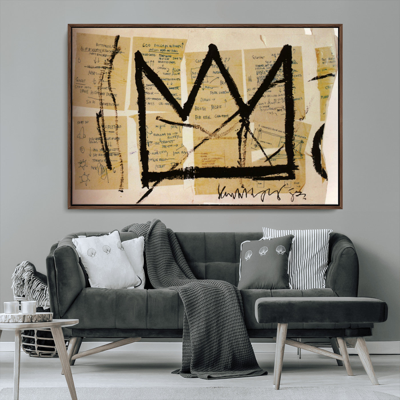 37215-MGV-CV-36X24-Abstract Crown Wall Art – Urban Graffiti Style Canvas Print Modern Street Art Design, Bold Contemporary Decor for Living Room,