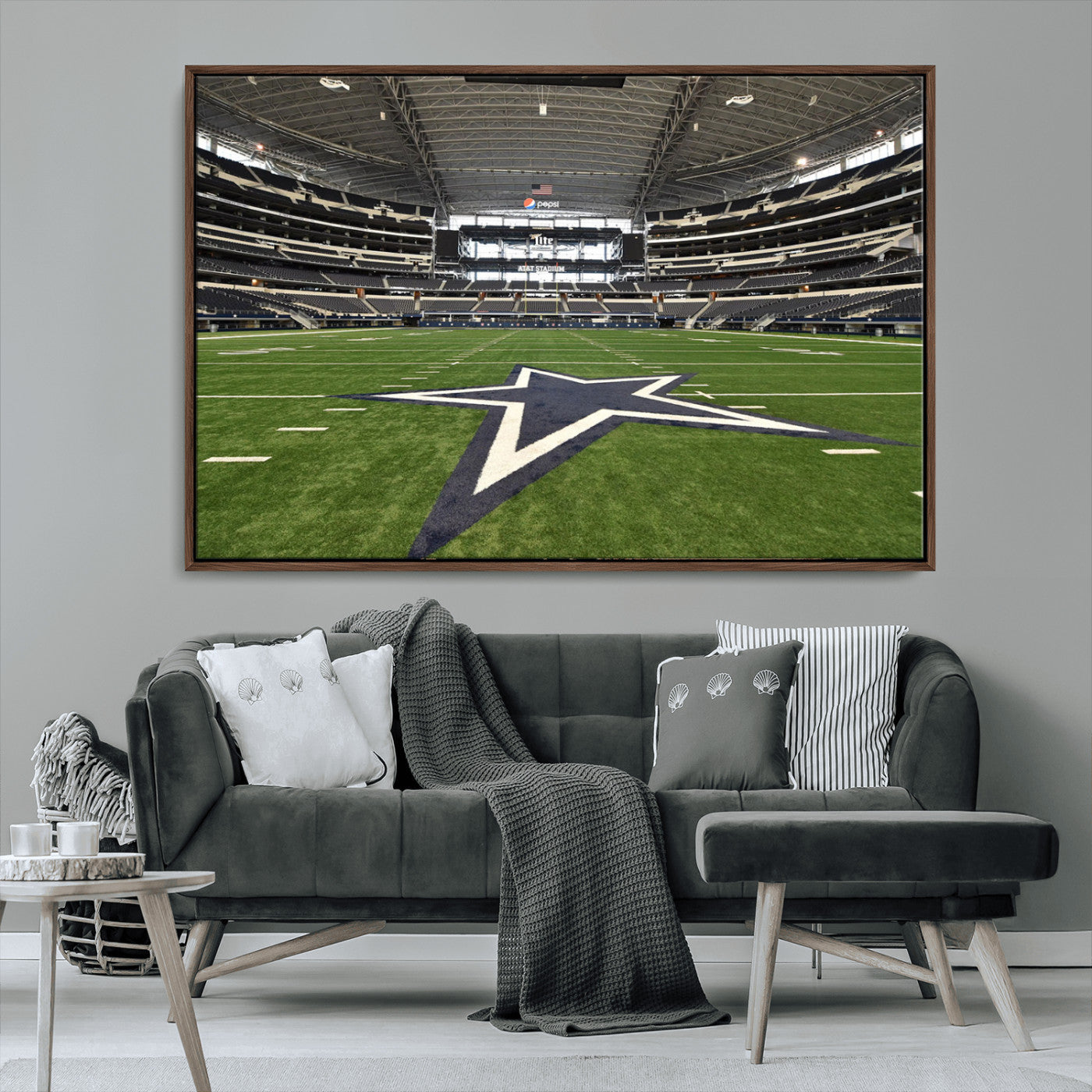 14834-MGV-CV-36X24-Dallas Att Stadium Wall Art Canvas Print, Framed Texas NFL Stadium Art Picture Print, American Football Stadium Perfect Sports