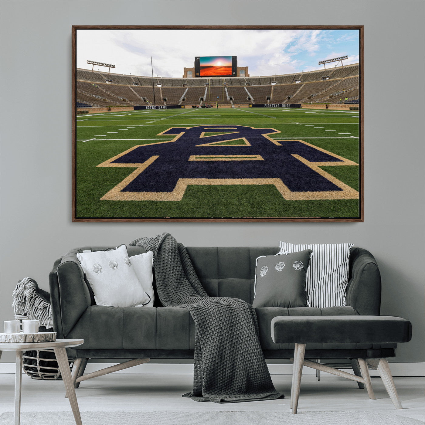 52835-MGV-CV-36X24-Notre Dame Stadium Wall Art Canvas Print, Framed Indiana Stadium Art Picture Print, Notre Dame Field Perfect Sport Room Decor