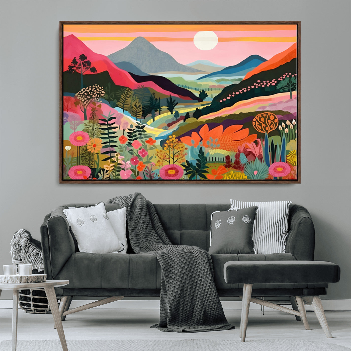 61376-MGV-CV-36X24-Floral Valley Wall Art – Panoramic Mountain Landscape Canvas Print, Vibrant Nature Decor for Living Room, Office, or Bedroom