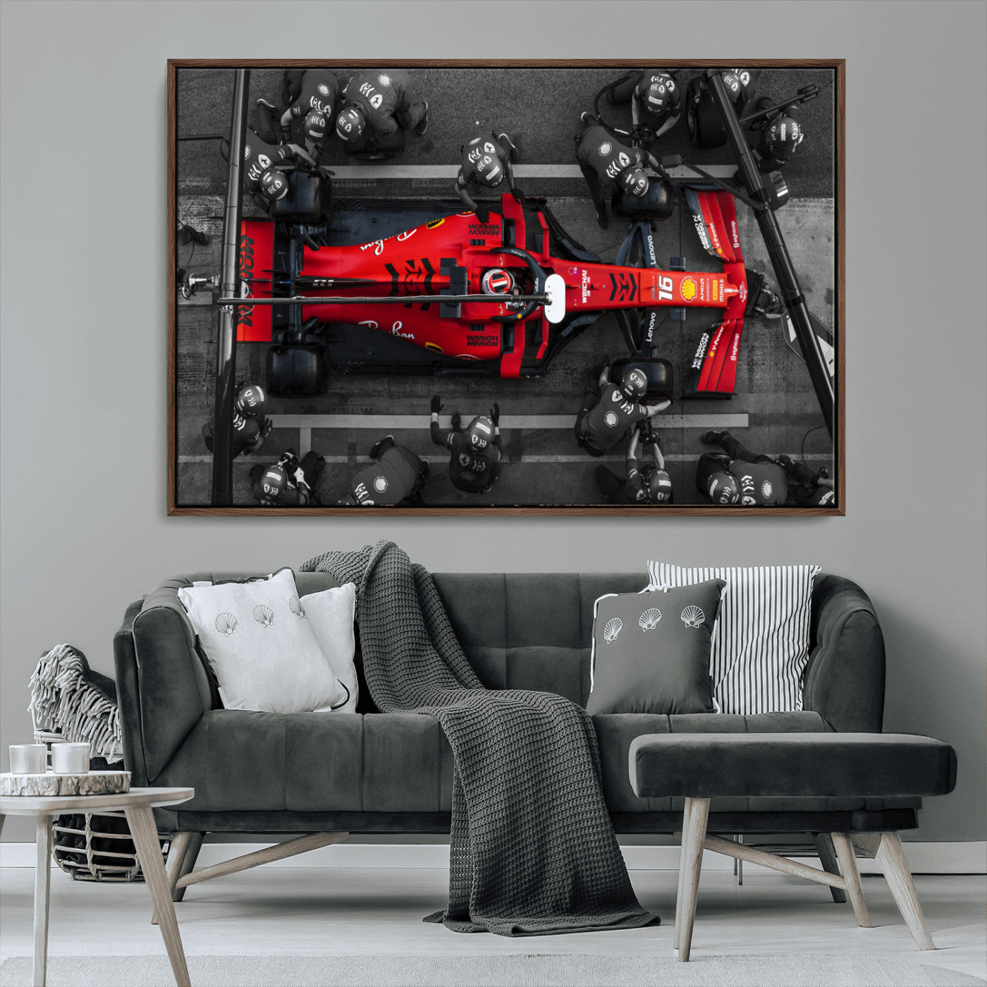 99356-MGV-CV-36X24-Ferrari Pit Stop Wall Art – Formula 1 Racing Car Canvas Print, Red Speed Machine Motorsport Decor for Office, Garage, Man Cave or