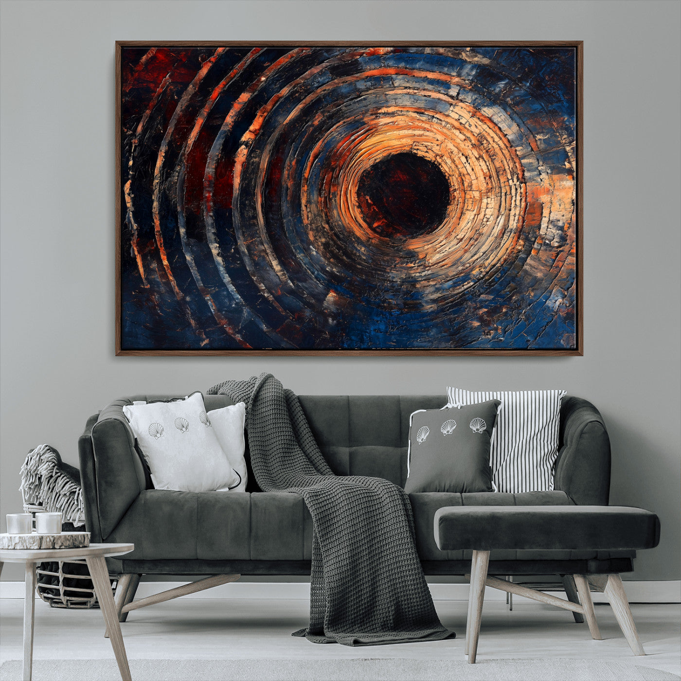 10017879-MGV-CV-36X24-Wood Tree Ring Wall Art Canvas Print, Framed Natural Wood Art Picture Print, Rustic Tree Slice Perfect Rustic Decor Artwork