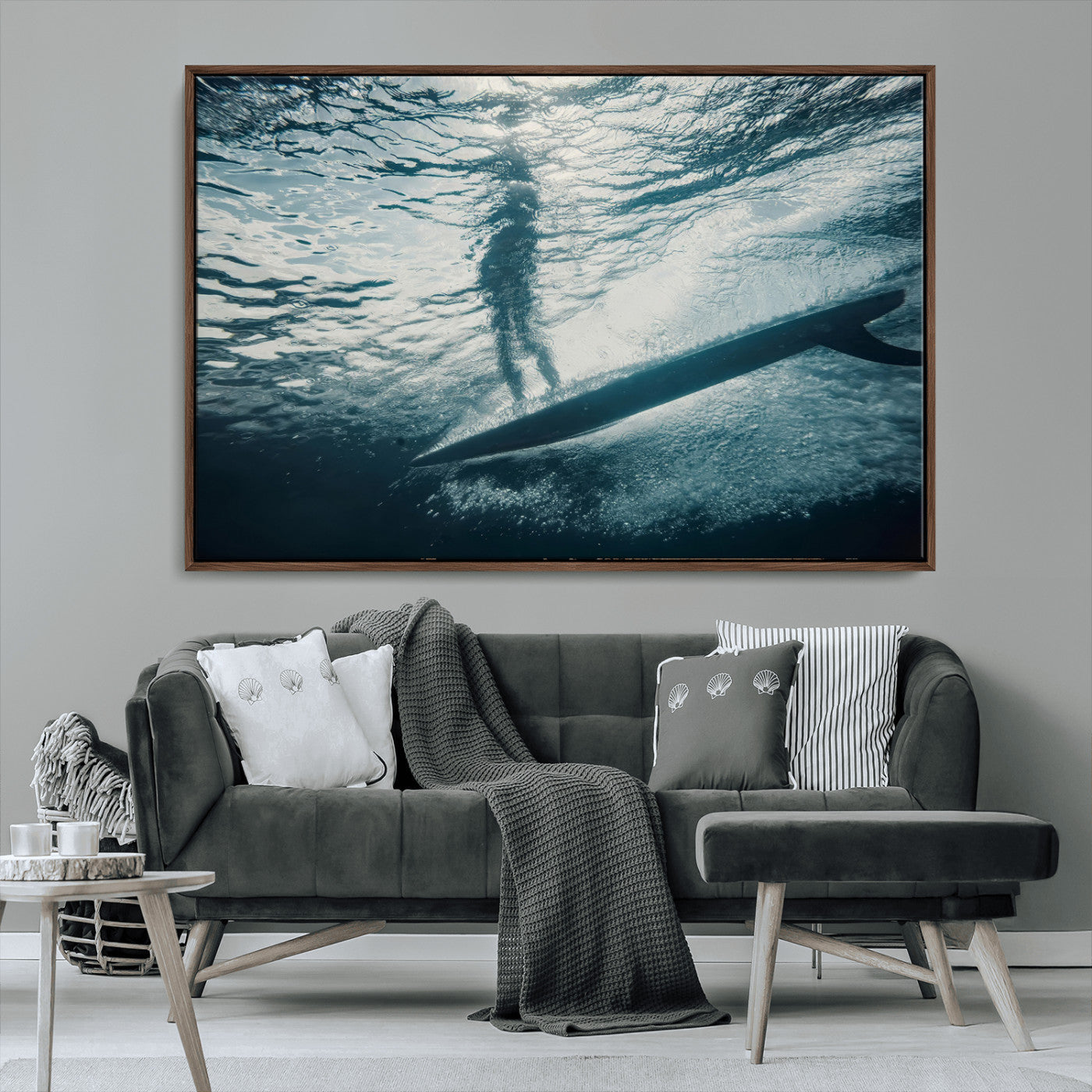 71192524-MGV-CV-36X24-Submerged Surf Wall Art Canvas Print, Framed Underwater Perspective Art Picture Print, Ocean Surf Perfect Coastal Adventure Decor