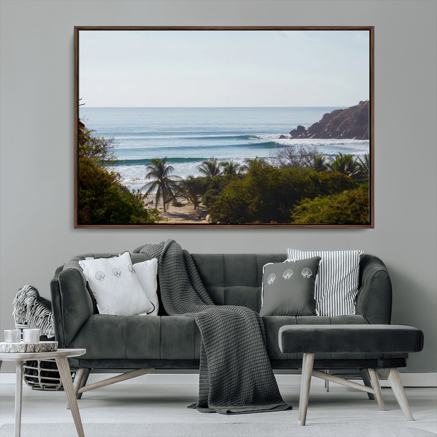 88336640-MGV-CV-36X24-Tropical Beach Scene Wall Art Canvas Print, Framed Coastal Photography Art Picture Print, Ocean Horizon Art Perfect Coastal Boho