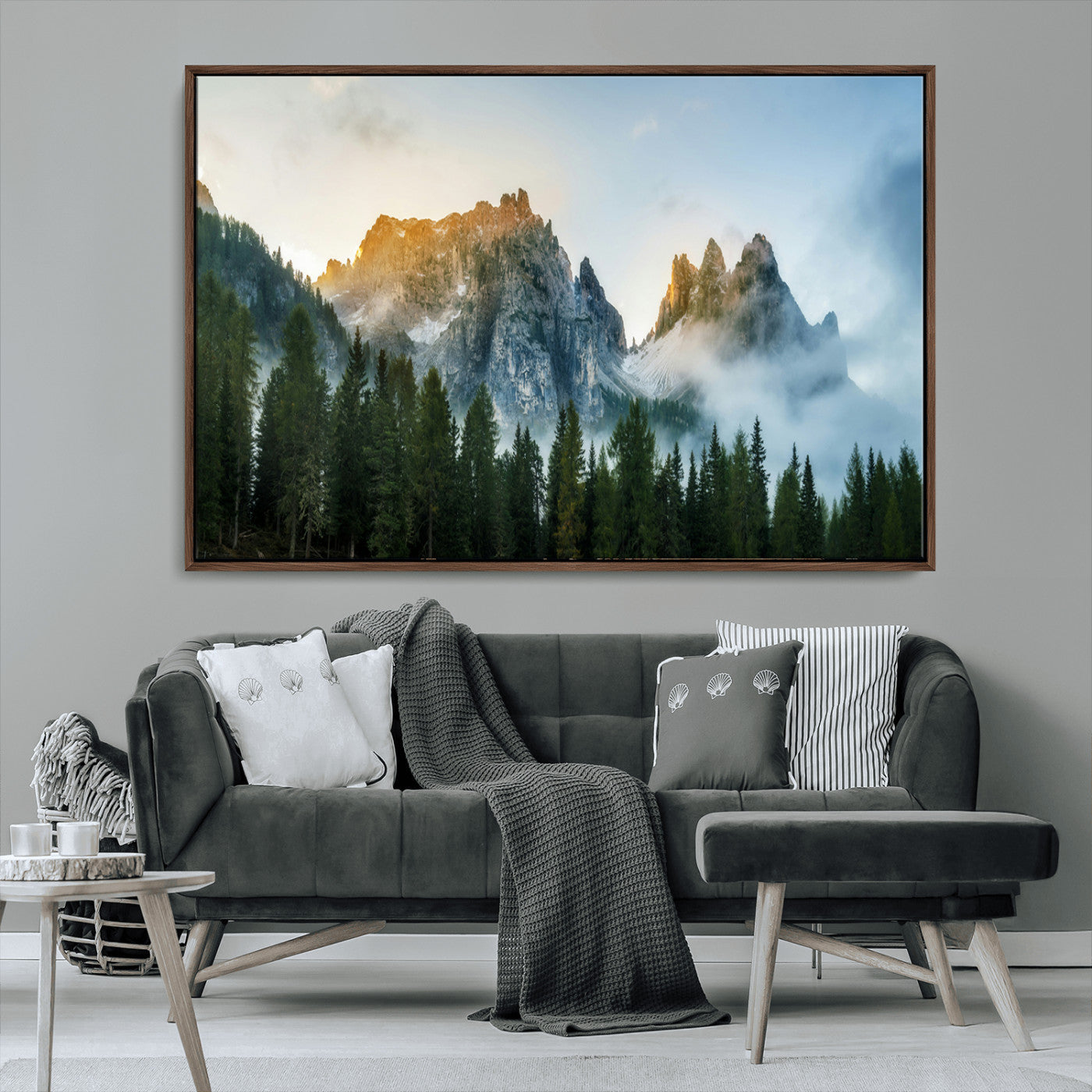 21145440-MGV-FC-36X24_Walnut-Wilderness Wall Art Wall Art Canvas Print, Framed Nature Landscape Decor Art Picture Print, Misty Forest Photography Perfect