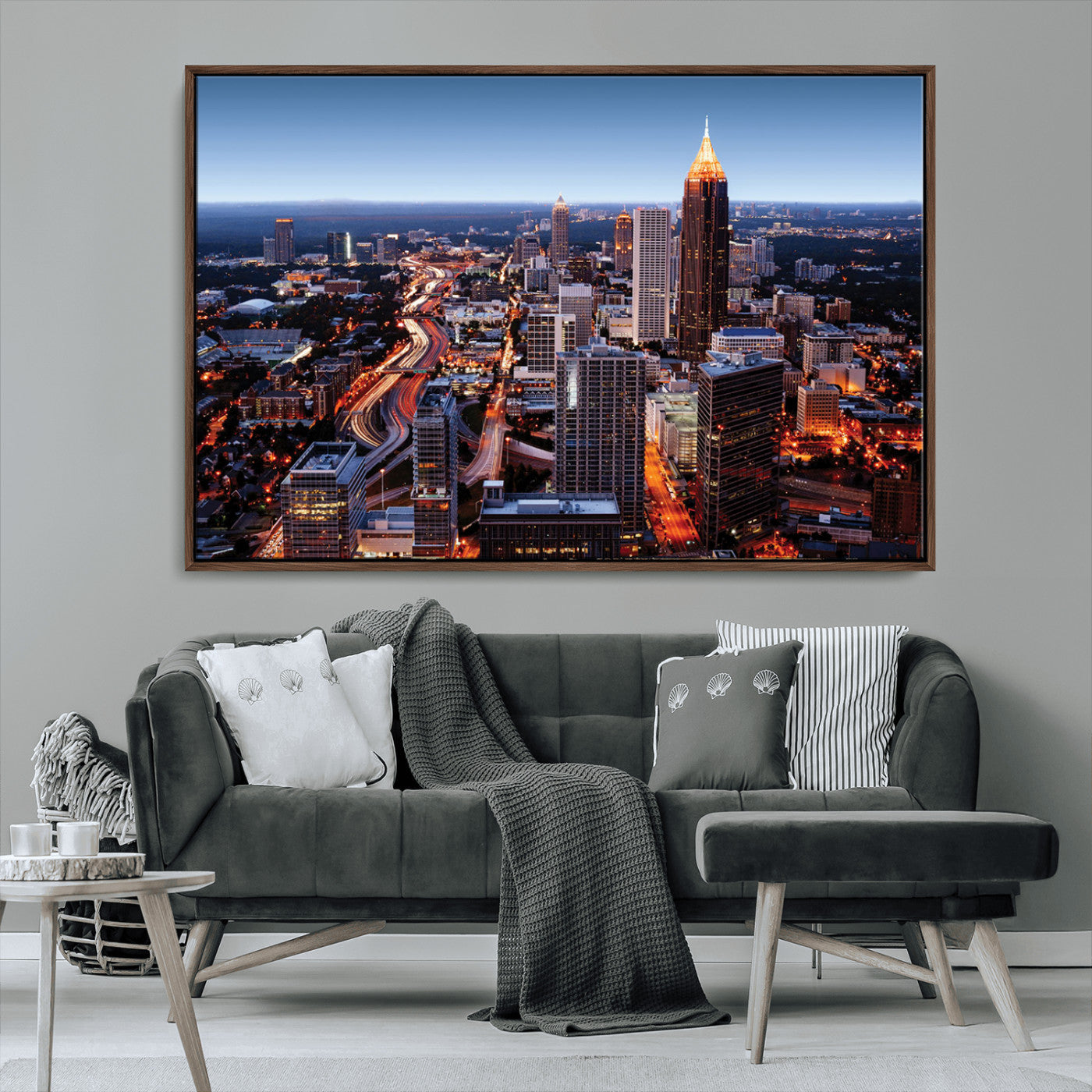 81886632-MGV-CV-36X24-Atlanta Skyline Wall Art – Vibrant City Lights Canvas Print, Modern Urban Cityscape Decor for Living Room, Office, or Apartment