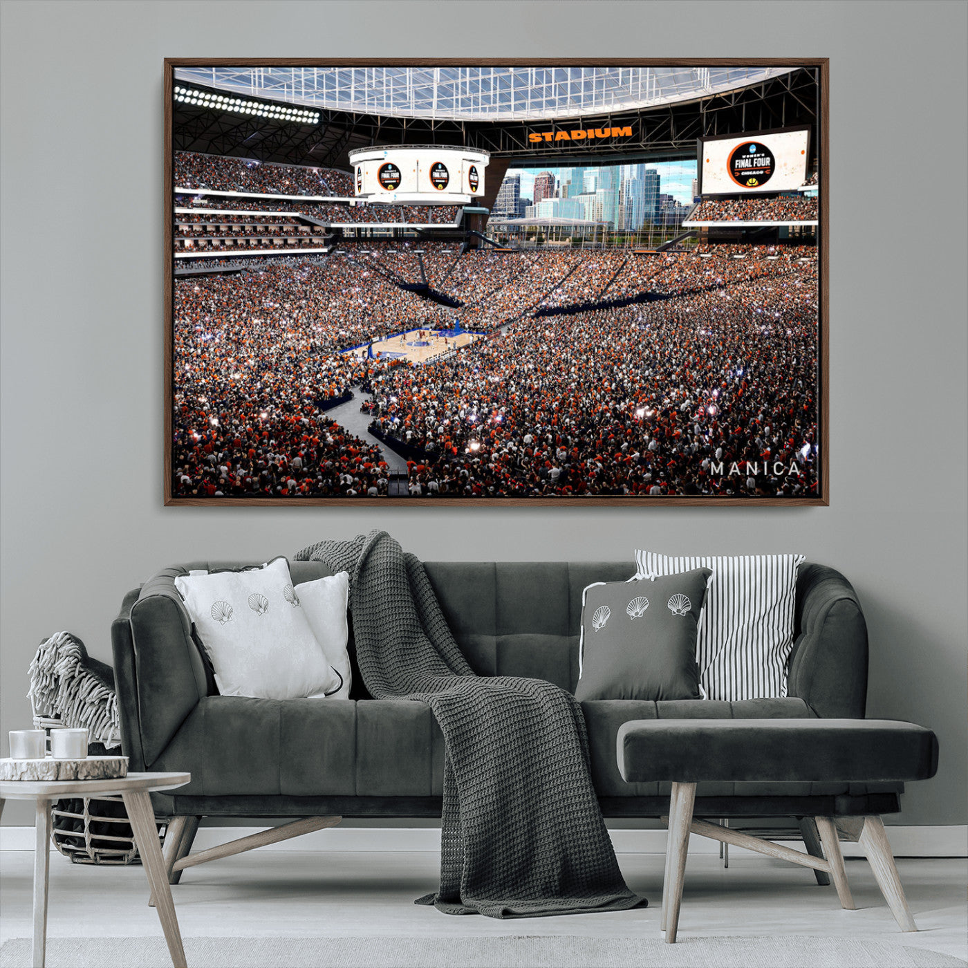 38616413-MGV-CV-36X24-Chicago Dome Stadium Wall Art – Futuristic Basketball Final Four Arena Canvas Print, Modern Sports Fan Decor for Man Cave or