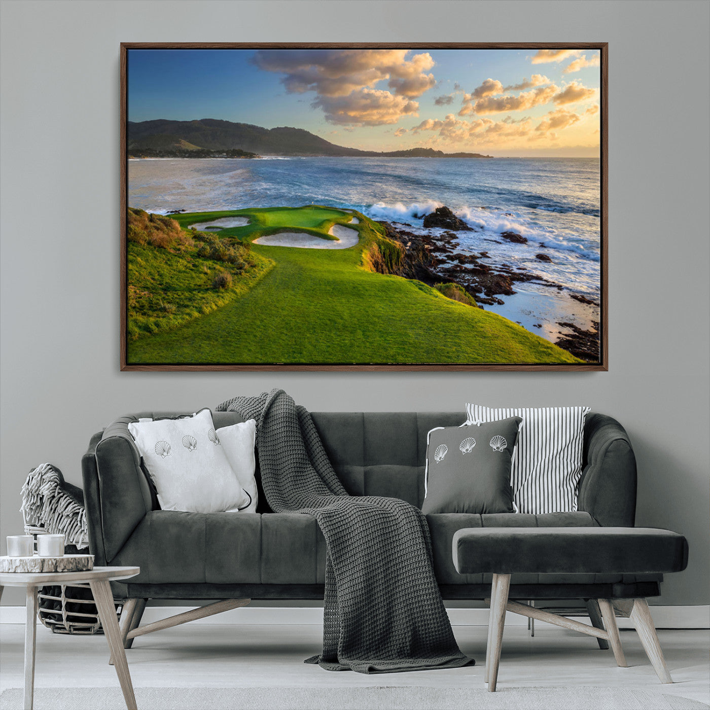67486665-MGV-CV-36X24-Golf Course Wall Art – Pebble Beach Oceanfront Canvas Print, Coastal Fairway Photography Sports Decor for Living Room, Office, Man