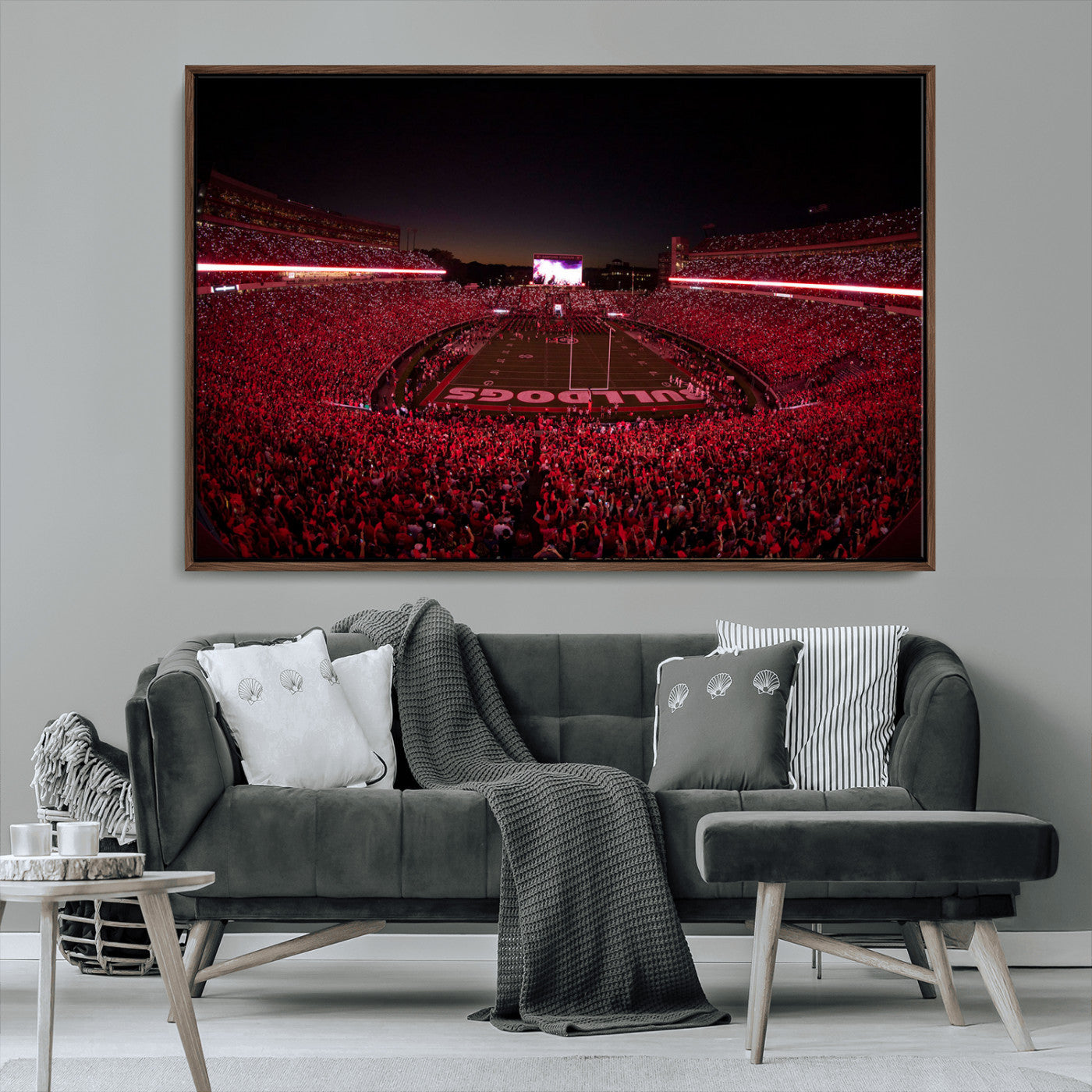 38331045-MGV-CV-36X24-Sanford Stadium Wall Art – Georgia Bulldogs Football Red Night Game Canvas Print, Electric College Sports Decor for Man Cave or