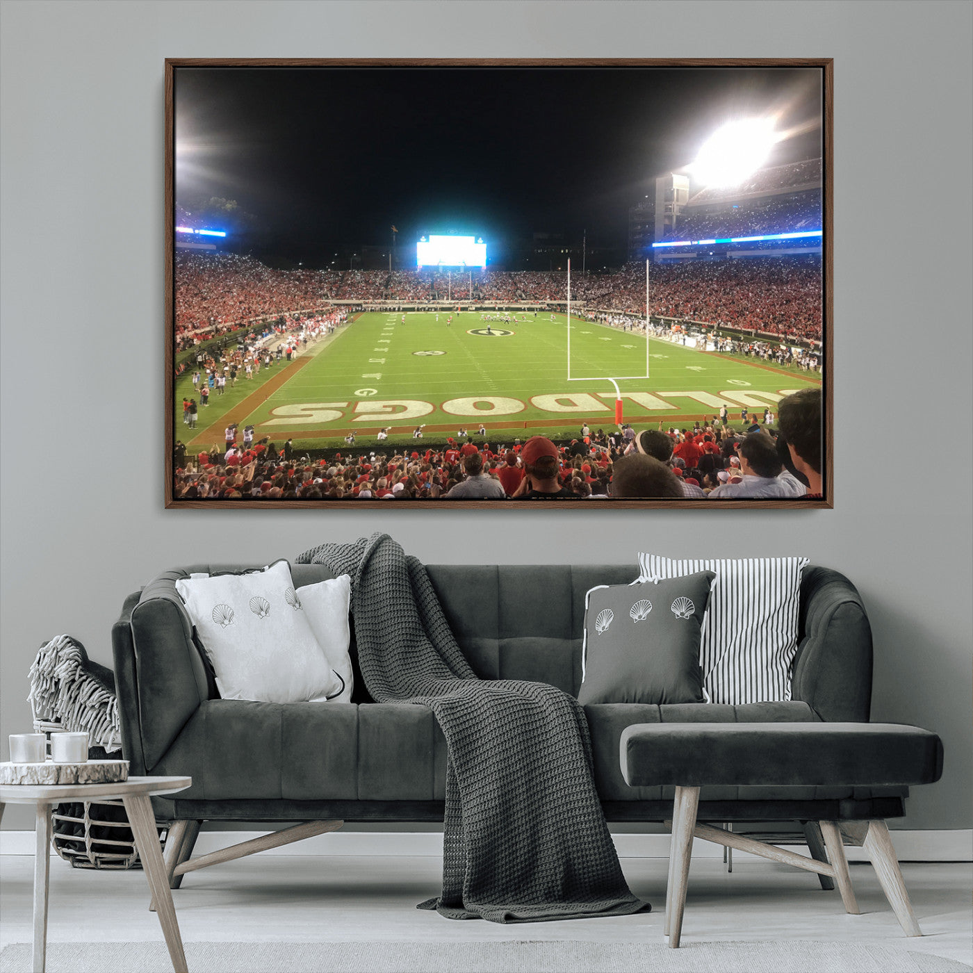 16230786-MGV-CV-36X24-Georgia Bulldogs Stadium Wall Art – Night Game Football Field Canvas Print, Panoramic Sports Decor for Home, Office, Fan Cave