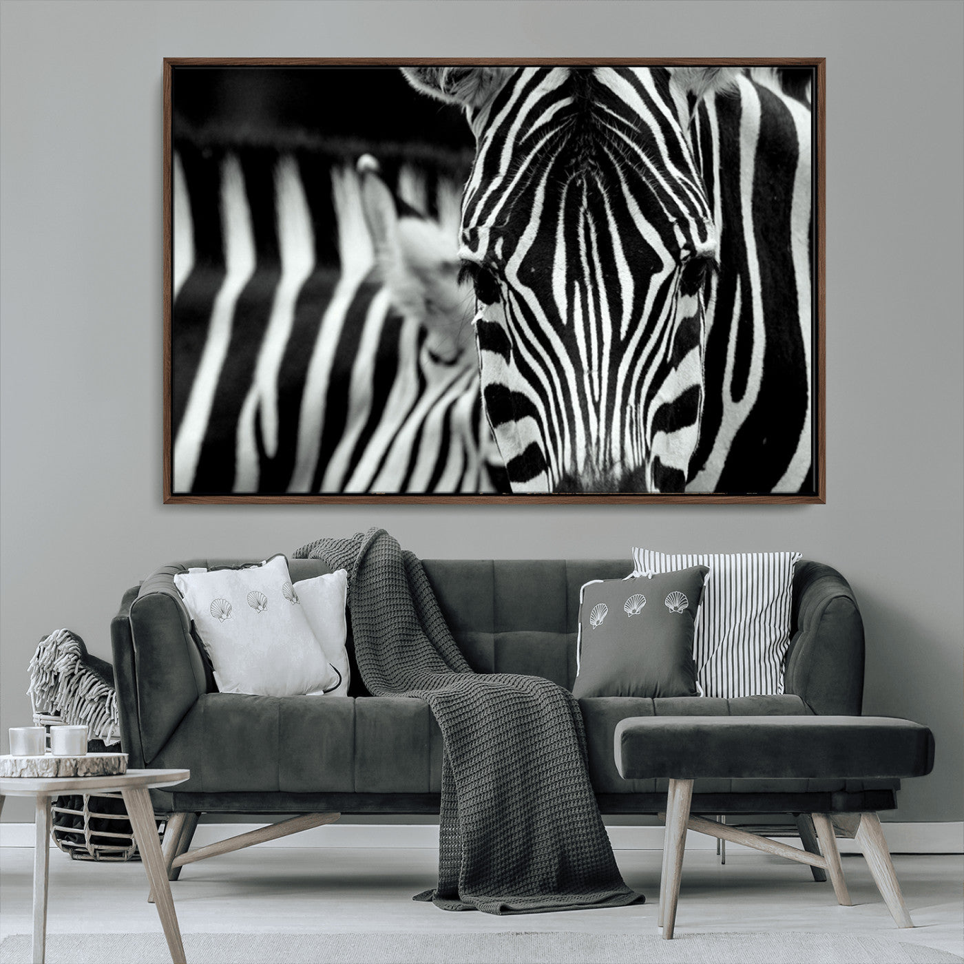 43631-MGV-CV-36X24-Zebra Wall Art – Black & White Safari Wildlife Canvas Print, Modern Animal Photography Decor for Living Room, Office, or Bedroom