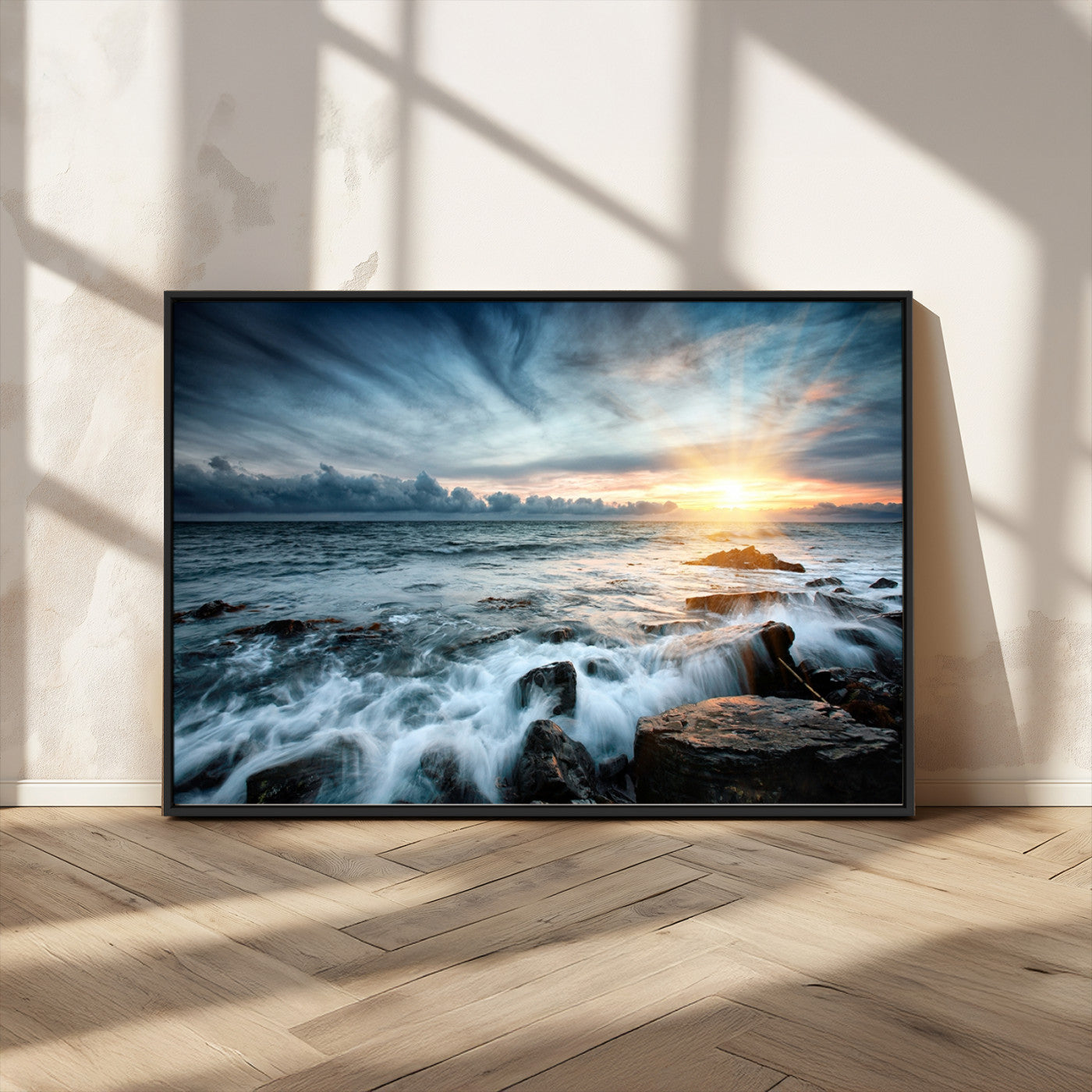 33428-MGV-CV-36X24-Ocean Sunrise Wall Art – Serene Seascape Canvas Print, Coastal Home or Office Decor, Perfect for Living Room, Bedroom, or Study