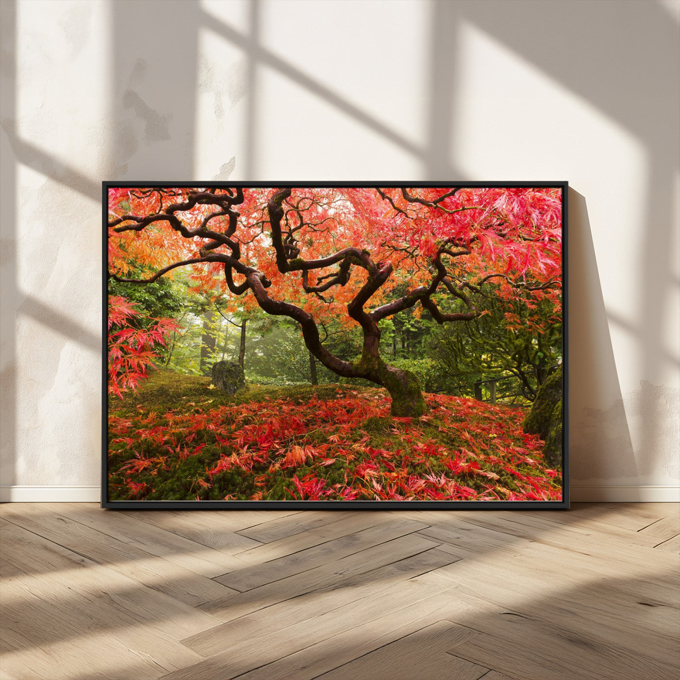 73343-MGV-CV-36X24-Autumn Maple Wall Art – Panoramic Vibrant Red Maple Tree Canvas Print, Seasonal Nature Decor for Office, Living Room or Garden
