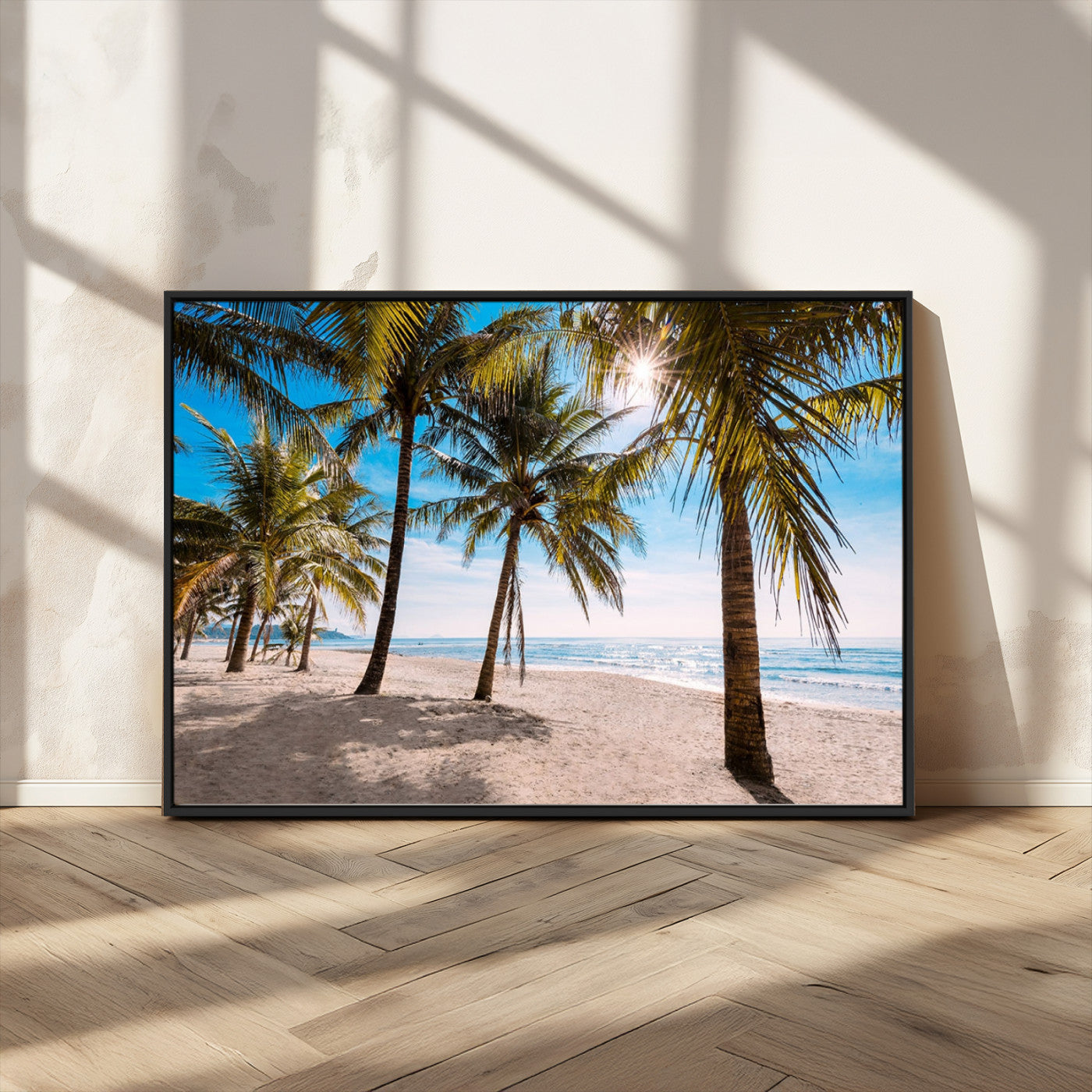 98175-MGV-CV-36X24-Tropical Palm Beach Wall Art – Relaxing Ocean Shore Canvas Print with Palm Trees, Coastal Summer Decor for Living Room, Bedroom or