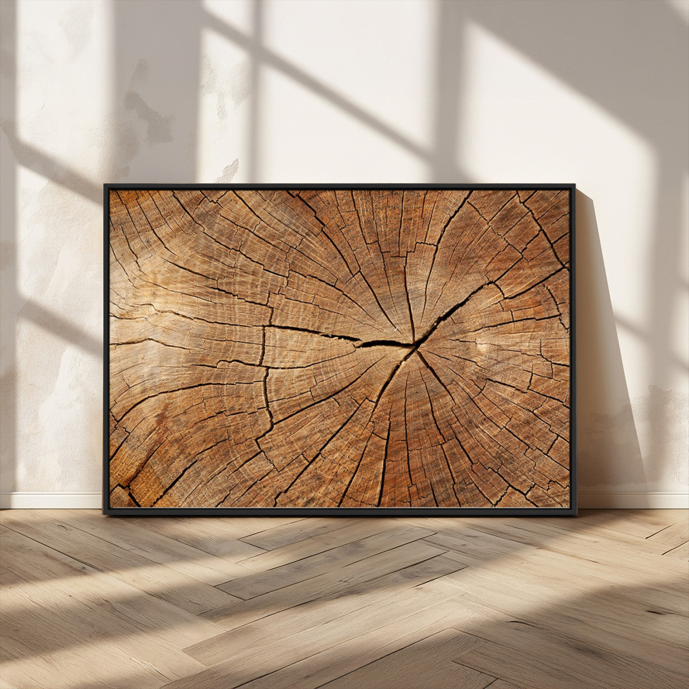 61710-MGV-CV-36X24-Tree Rings Wall Art – Rustic Wood Grain Canvas Print of Tree Trunk Cross Section, Nature Inspired Decor for Cabin, Office, Living