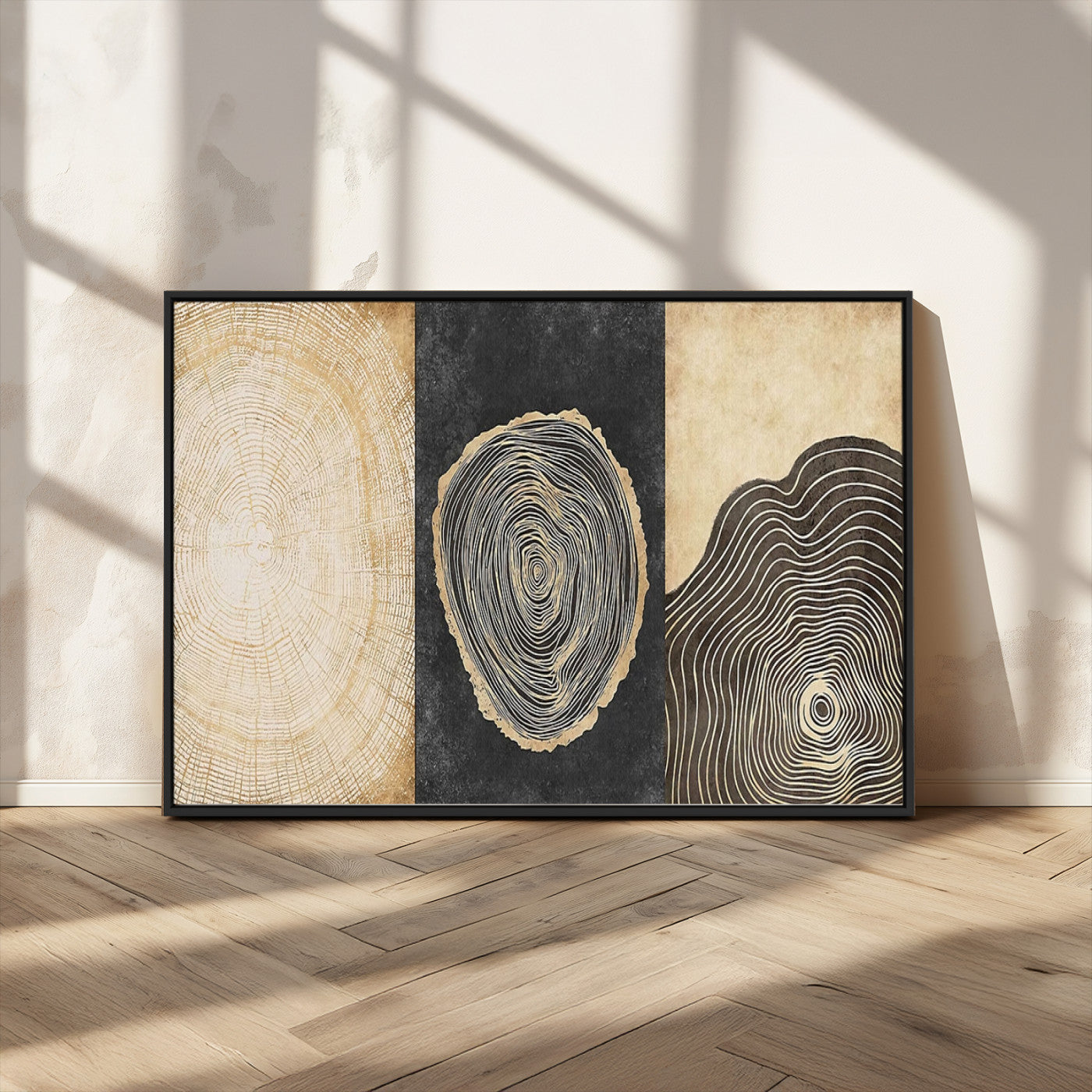 77785-MGV-CV-36X24-Tree Ring Abstract Wall Art – Rustic Wood Growth Pattern Canvas Prints, Modern Nature-Inspired Decor for Living Room or Office