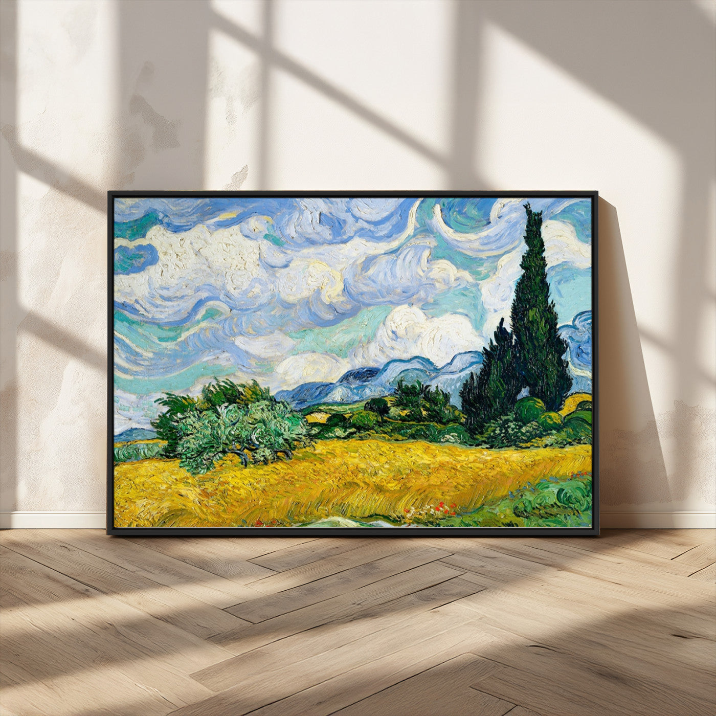 97252-MGV-CV-36X24-Wheat Field with Cypress – Van Gogh Wall Art, Impressionist Landscape Canvas Print, Rustic Home Decor for Living Room or Office