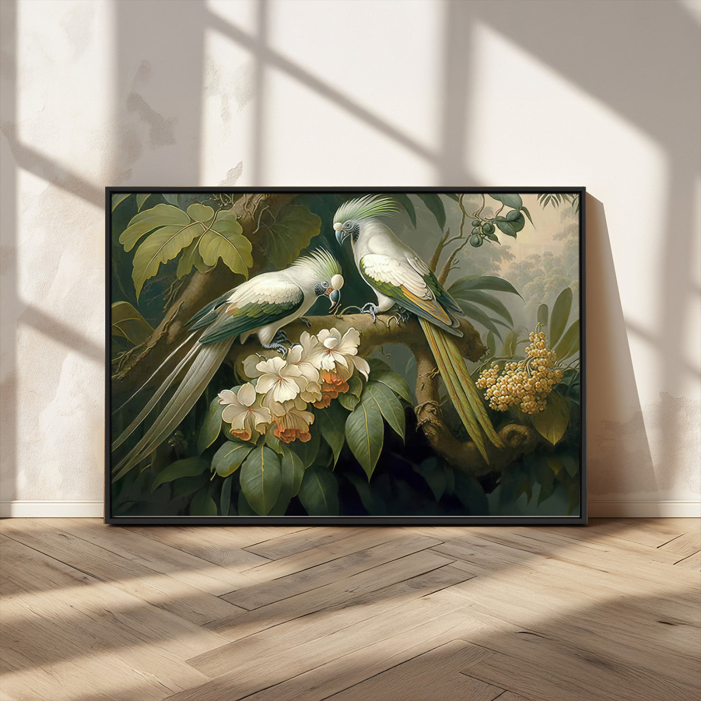 84047-MGV-CV-36X24-Tropical Birds Wall Art – Elegant Botanical Canvas Print, Exotic Nature Decor for Living Room, Bedroom or Office