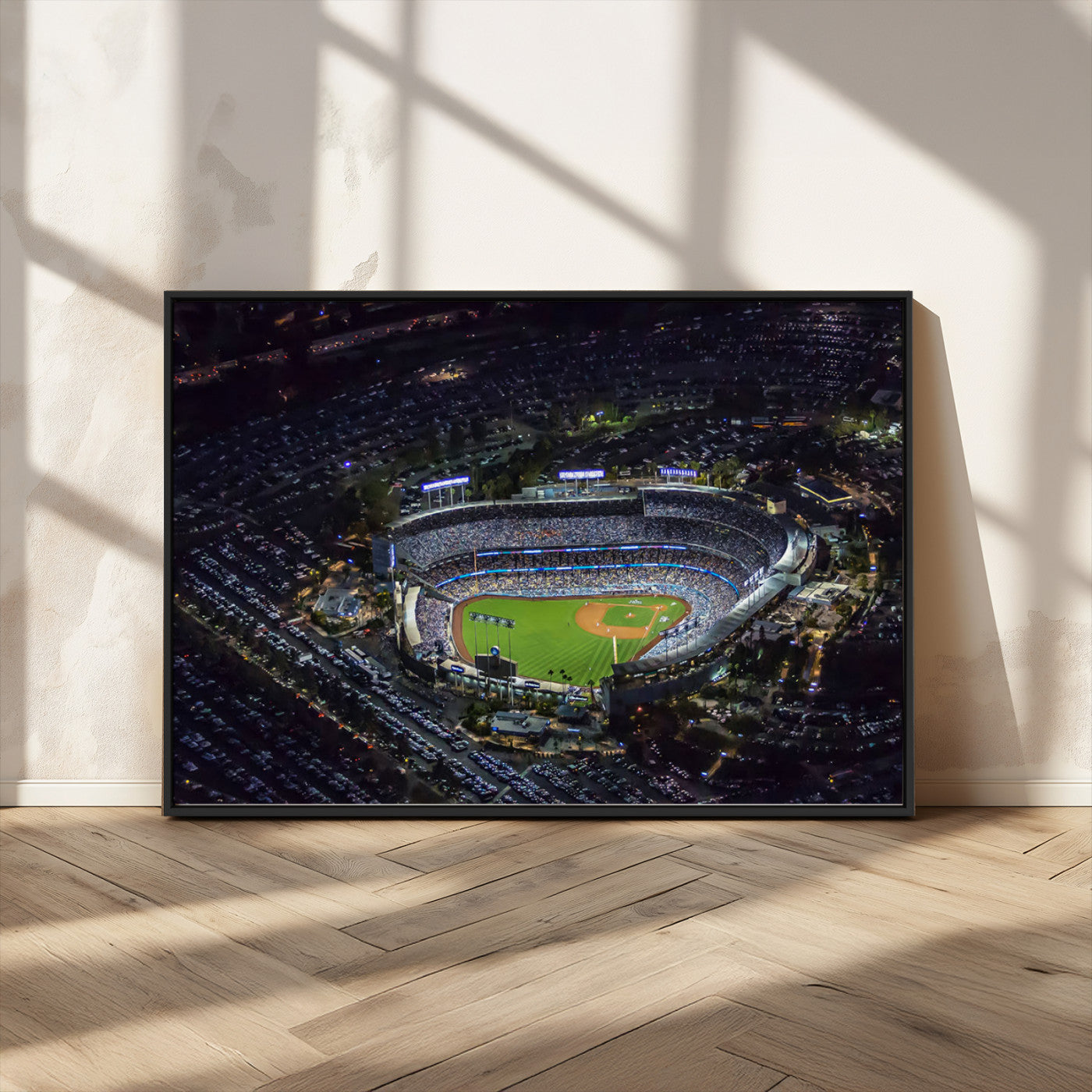 16515-MGV-CV-36X24-Dodgers Stadium Wall Art Canvas Print, Framed Baseball Stadium Art Picture Print, Dodgers Field Perfect Sport Room Decor Artwork