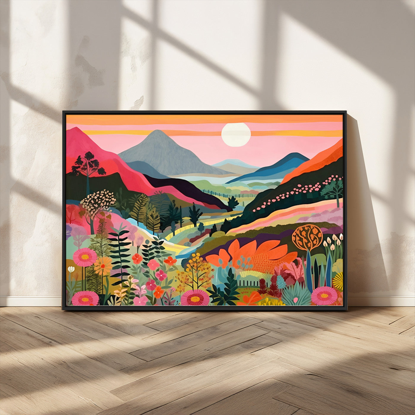 61376-MGV-CV-36X24-Floral Valley Wall Art – Panoramic Mountain Landscape Canvas Print, Vibrant Nature Decor for Living Room, Office, or Bedroom