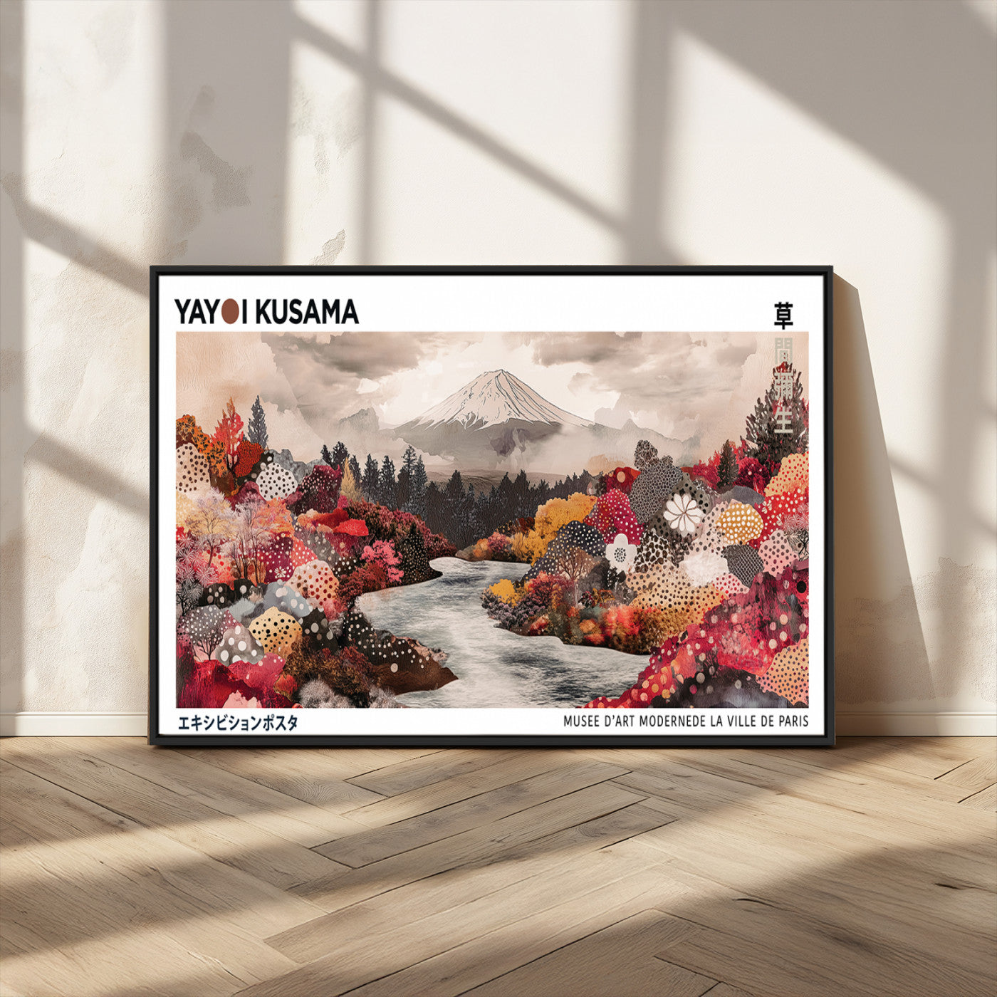 32352074-MGV-CV-36X24-Japanese Landscape Wall Art – Mount Fuji River Canvas Print, Modern Asian Inspired Nature Decor for Living Room, Bedroom, Office