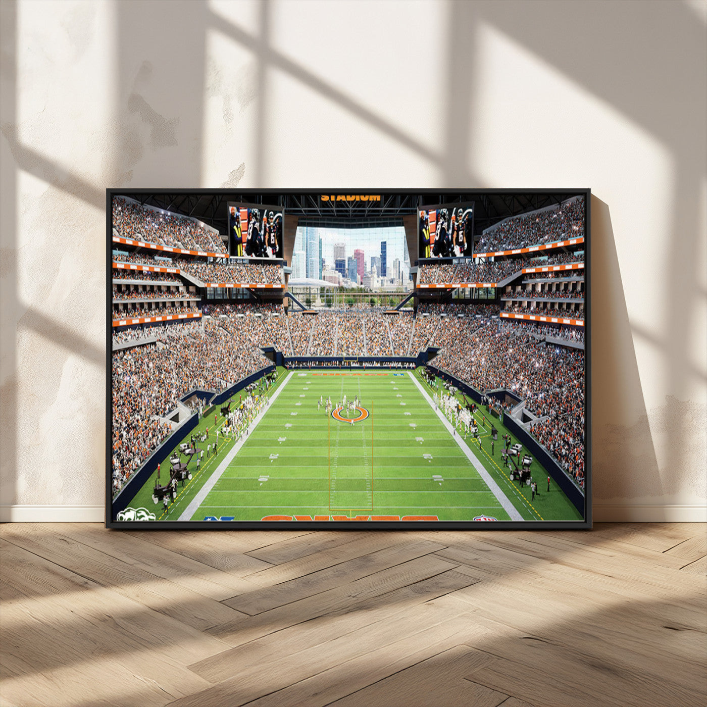 76935553-MGV-FC-36X24_Black-Football Stadium Wall Art – Panoramic Game Day Canvas Print, Sports Decor for Man Cave, Office, Bar, or Living Room