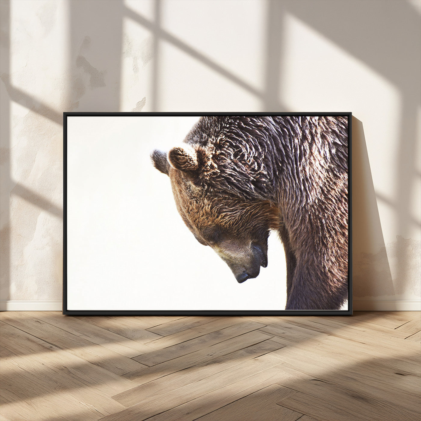 14405507-MGV-CV-36X24-Grizzly Bear Canvas Wall Art – Framed Wildlife Nature Decor, Large Brown Bear Profile Canvas Print for Living Room, Office, or