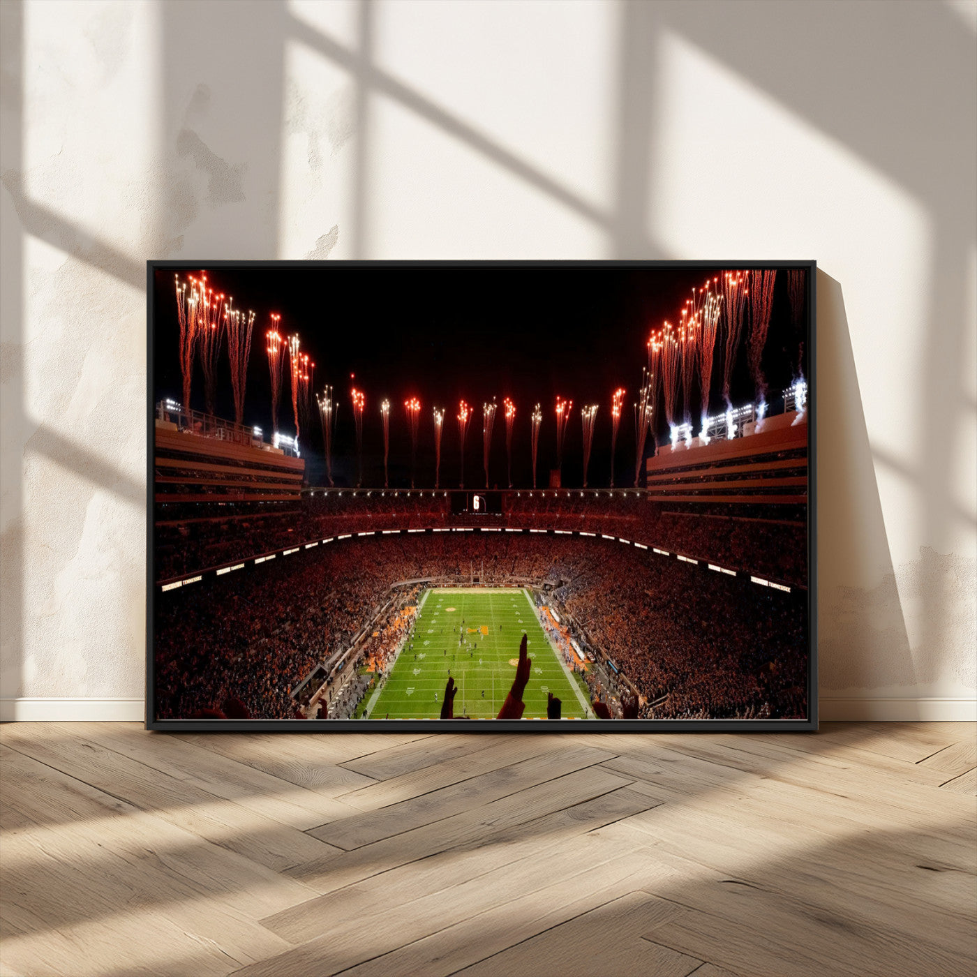 73358115-MGV-FC-36X24_Black-Neyland Stadium Wall Art – Panoramic Tennessee Volunteers Night Game Canvas Print, Fireworks Football Celebration Sports Decor for