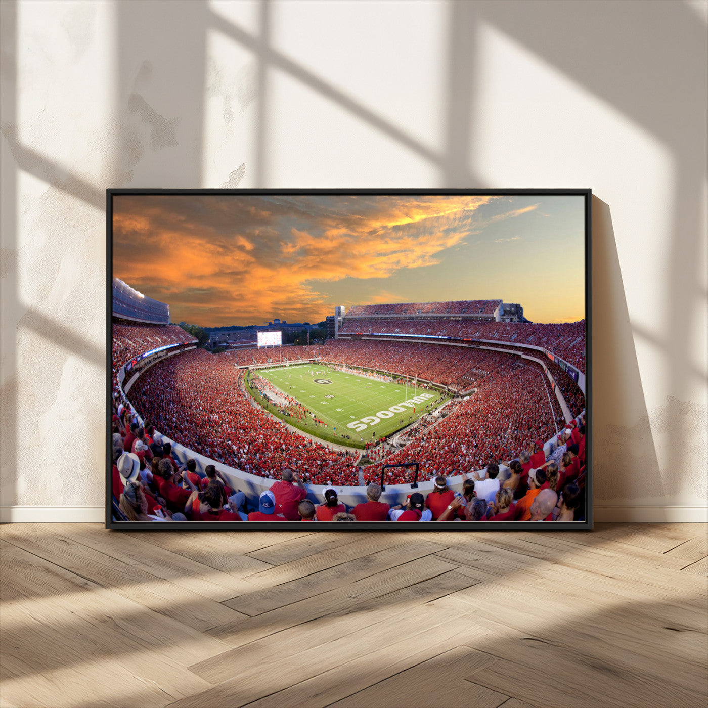 73680988-MGV-CV-36X24-Georgia Bulldogs Stadium Wall Art – Panoramic Football Field Canvas Print, Game Day Decor for Home, Office, Fan Cave, Sports