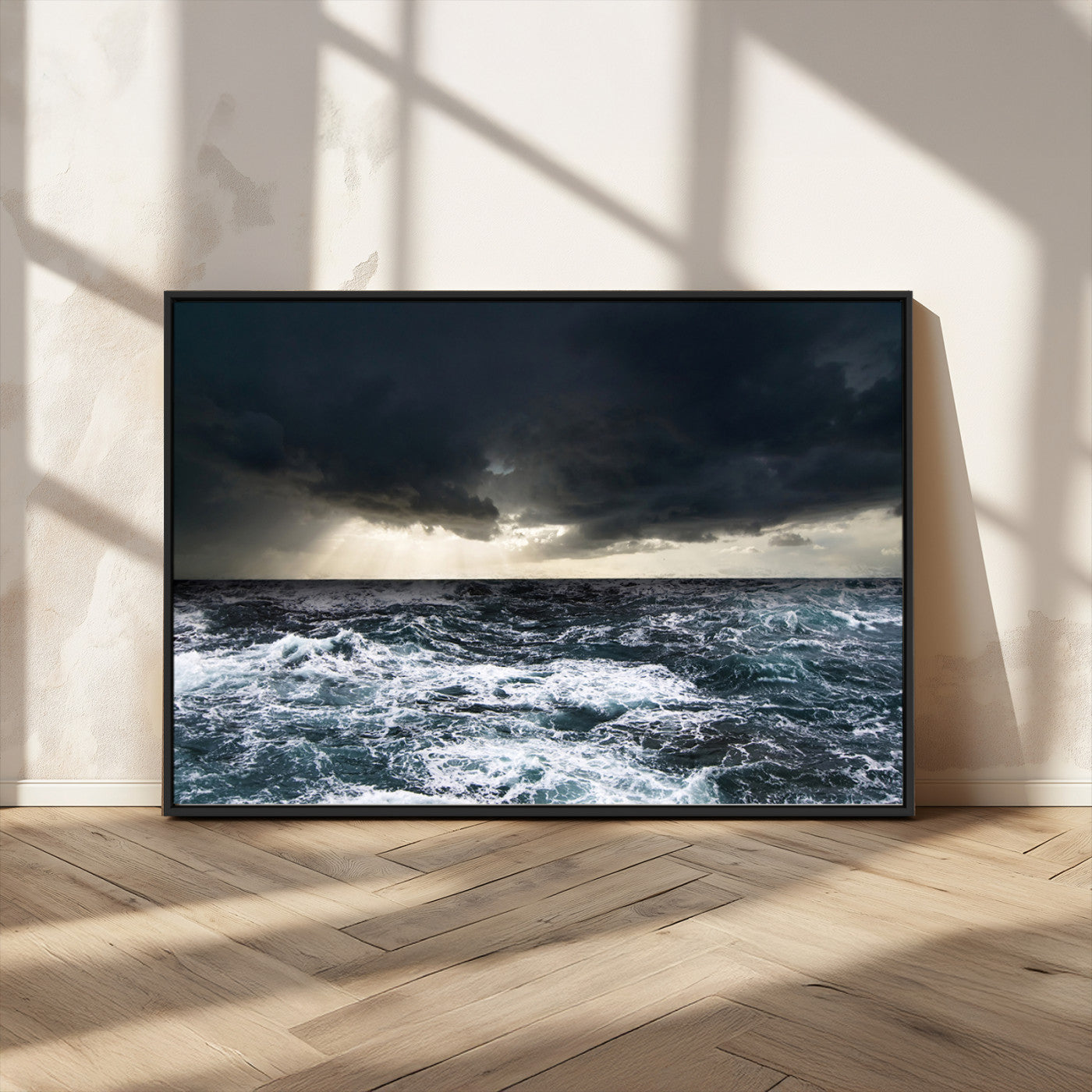51359-MGV-CV-36X24-Stormy Ocean Wall Art Canvas Print, Framed Moody Seascape Art Picture Print, Ocean Storm Perfect Dramatic Coastal Decor Artwork